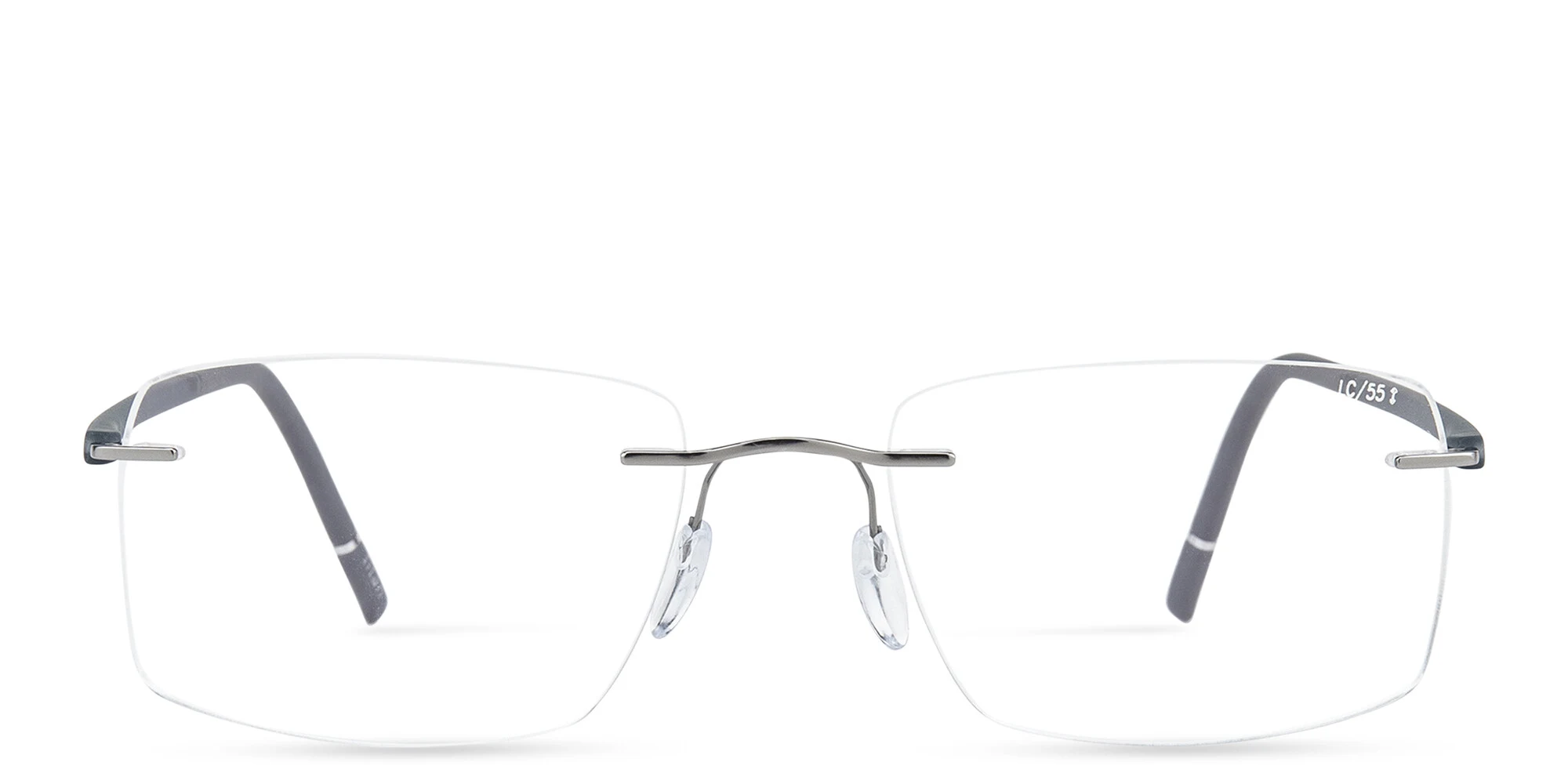 Shop Silhouette Rimless Wide Square Eyeglasses in Grey online.