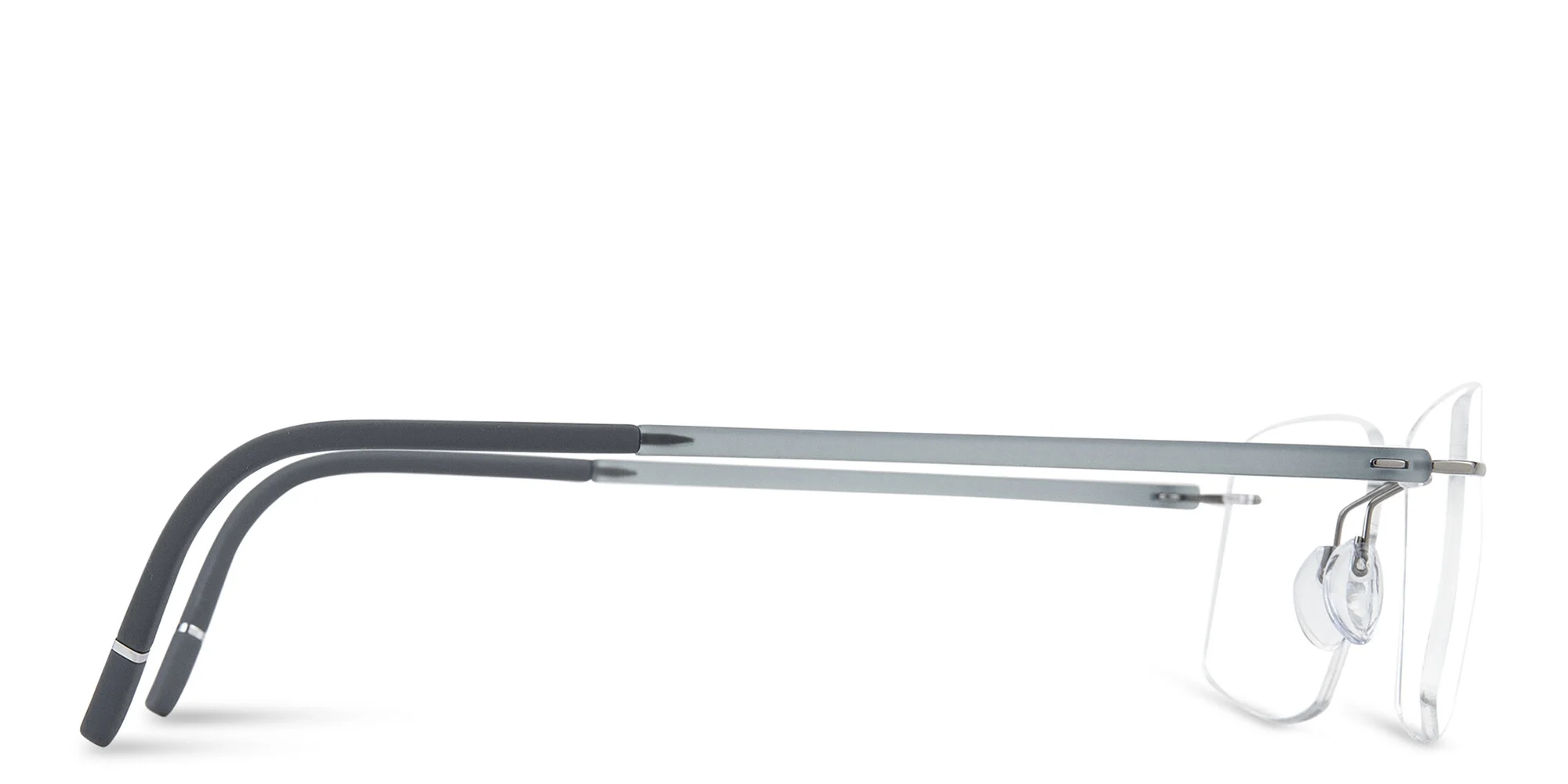Shop Silhouette Rimless Wide Square Eyeglasses in Grey online.