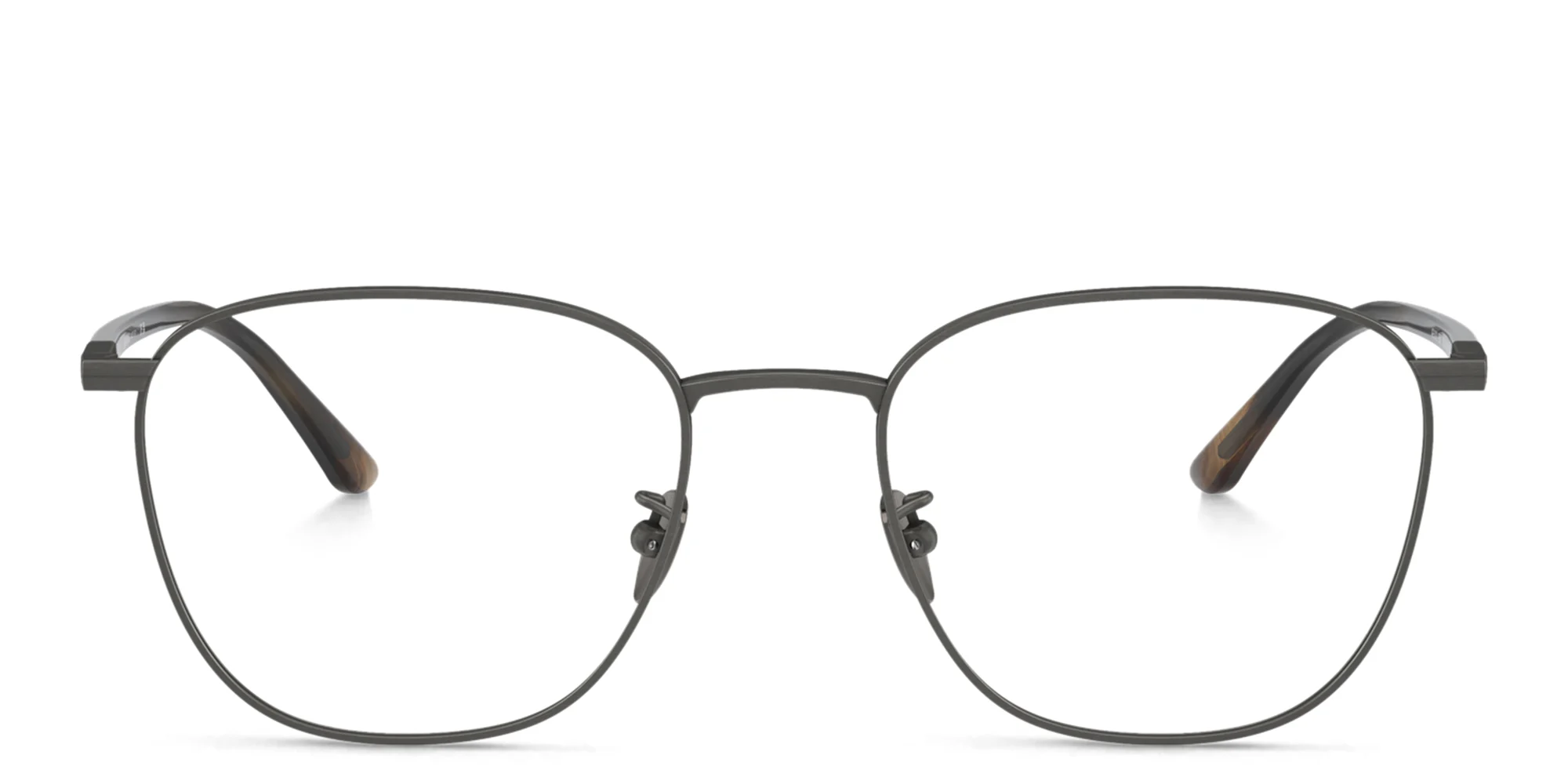 Shop GIORGIO ARMANI Square Eyeglasses in Brushed Gunmetal online.
