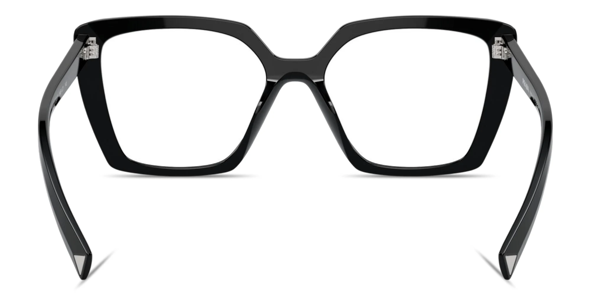 Shop PRADA Logo Signature Square Eyeglasses in Black online.