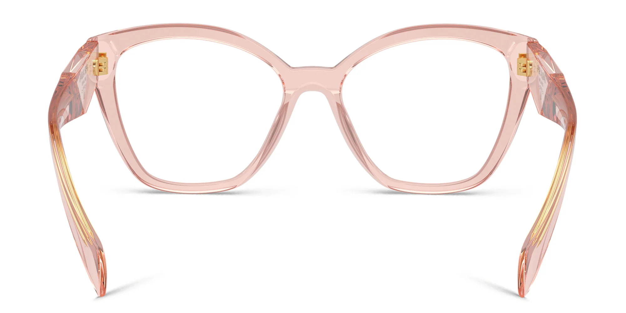 Shop PRADA Logo Cat-Eye Eyeglasses in Transparent Peach online.