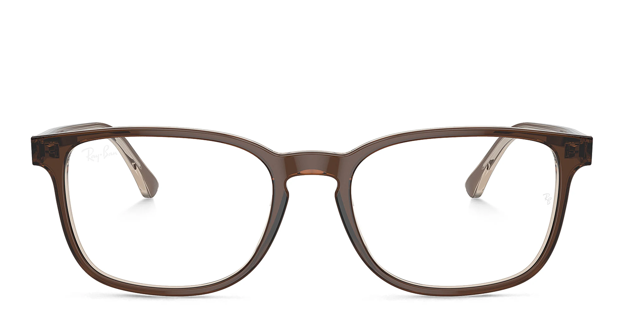 Shop Ray-Ban Optics Unisex Pillow Eyeglasses in Brown On Transparent Light Brown online.