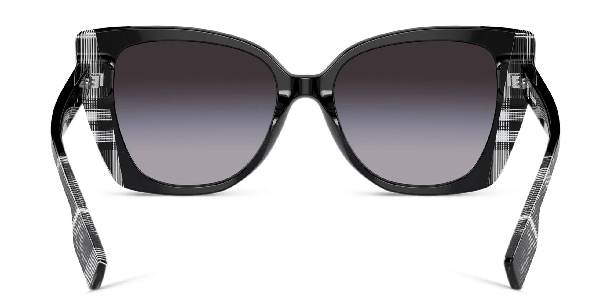 Shop BURBERRY Cat-Eye Sunglasses in Black/Check White Black online.