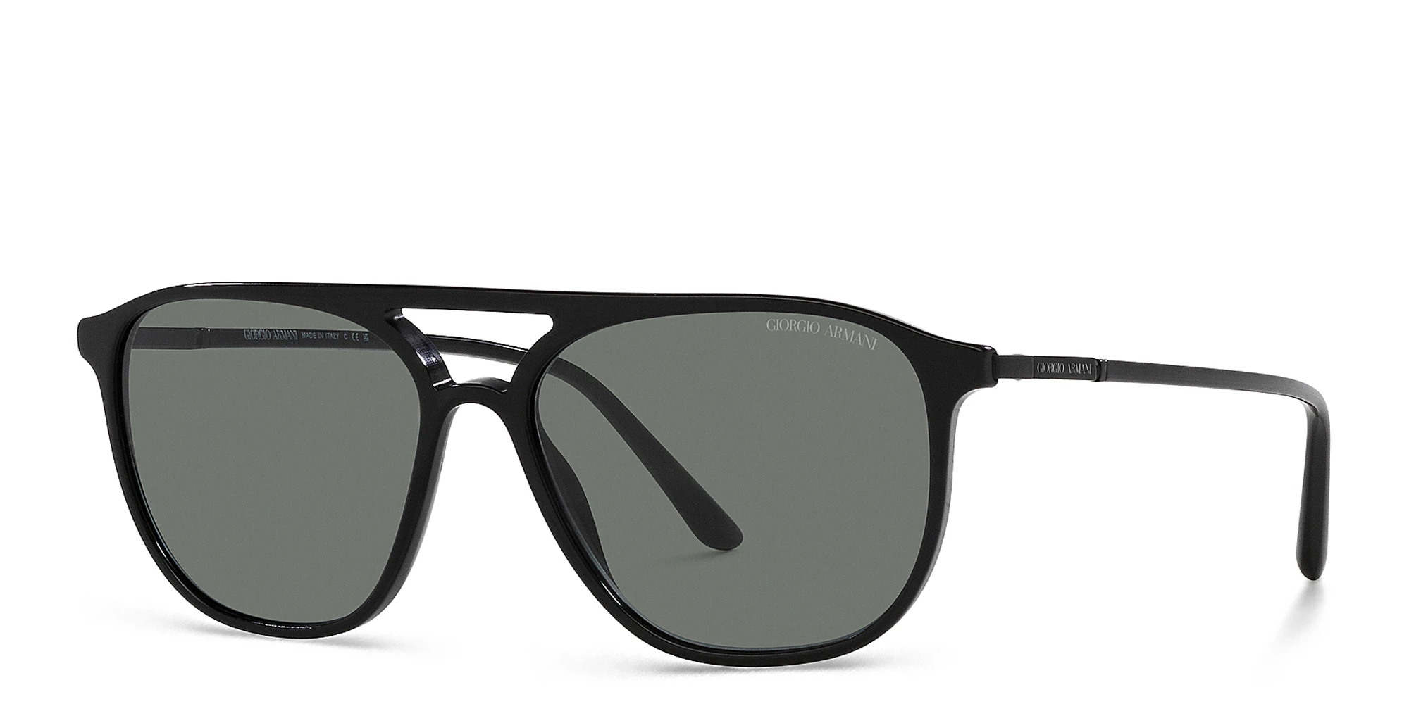 Shop GIORGIO ARMANI Pilot Sunglasses in Black online.