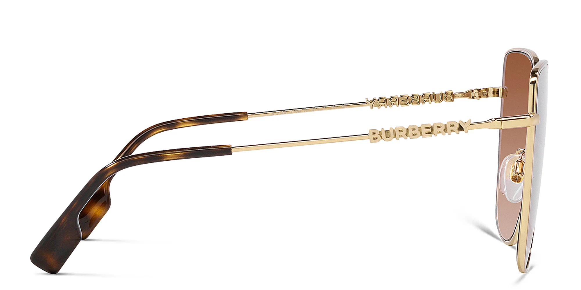 Shop BURBERRY Oversized Irregular Sunglasses in Light Gold online.