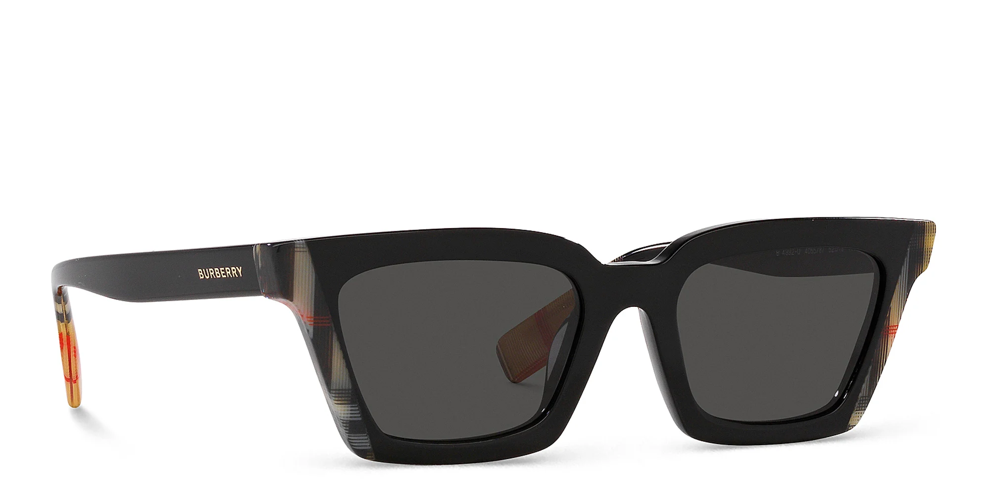 Shop BURBERRY Square Sunglasses in Black Vintage Check online.