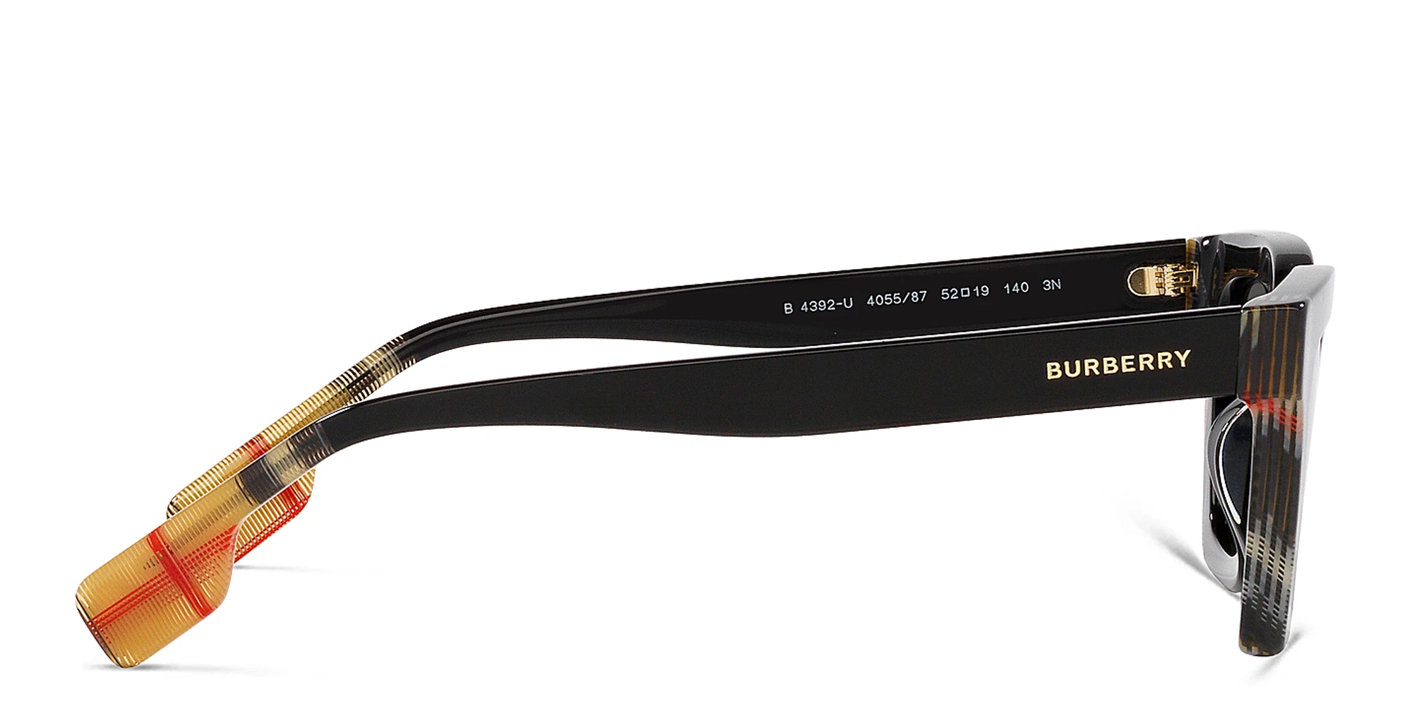Shop BURBERRY Square Sunglasses in Black Vintage Check online.