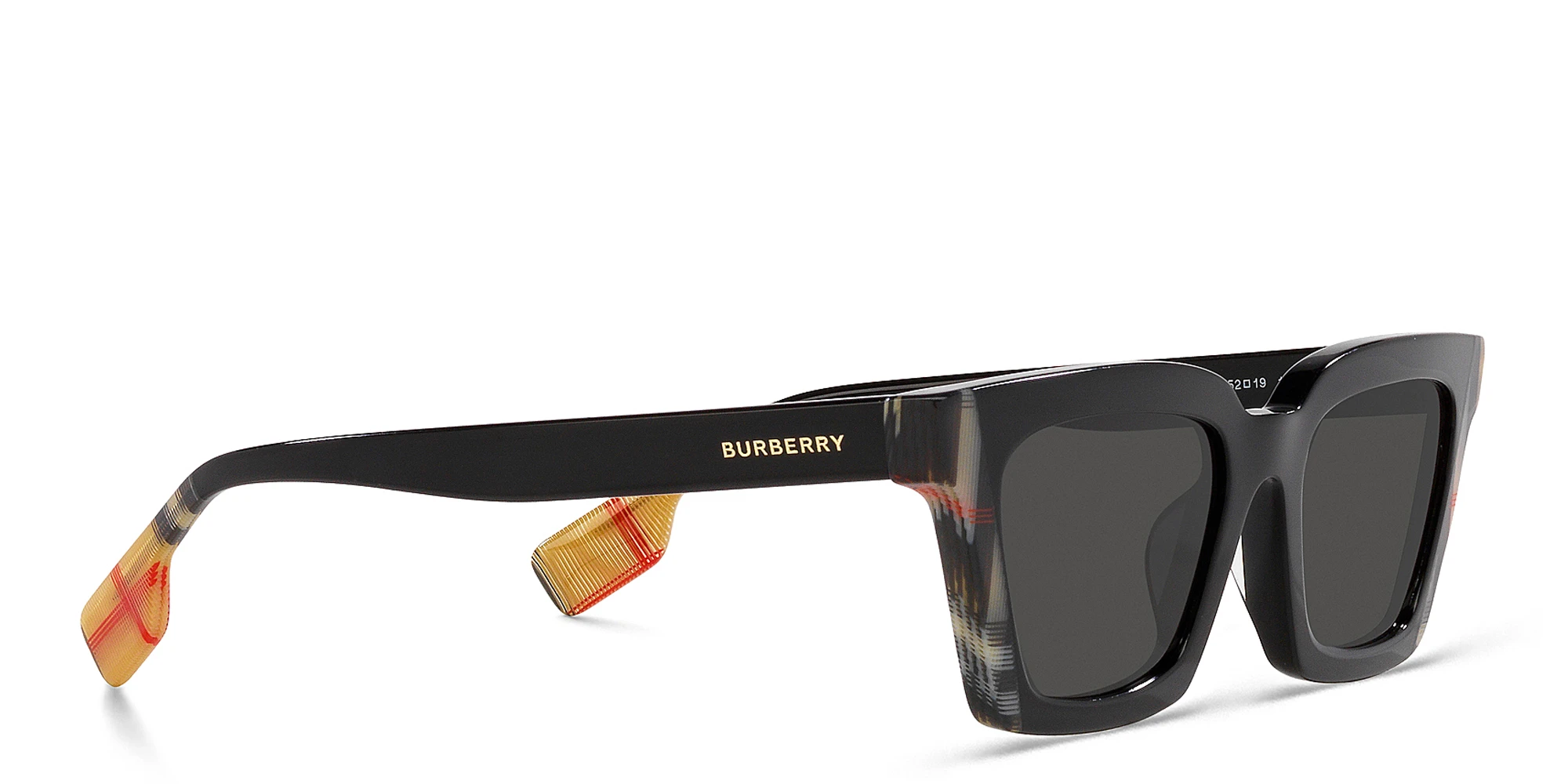 Shop BURBERRY Square Sunglasses in Black Vintage Check online.