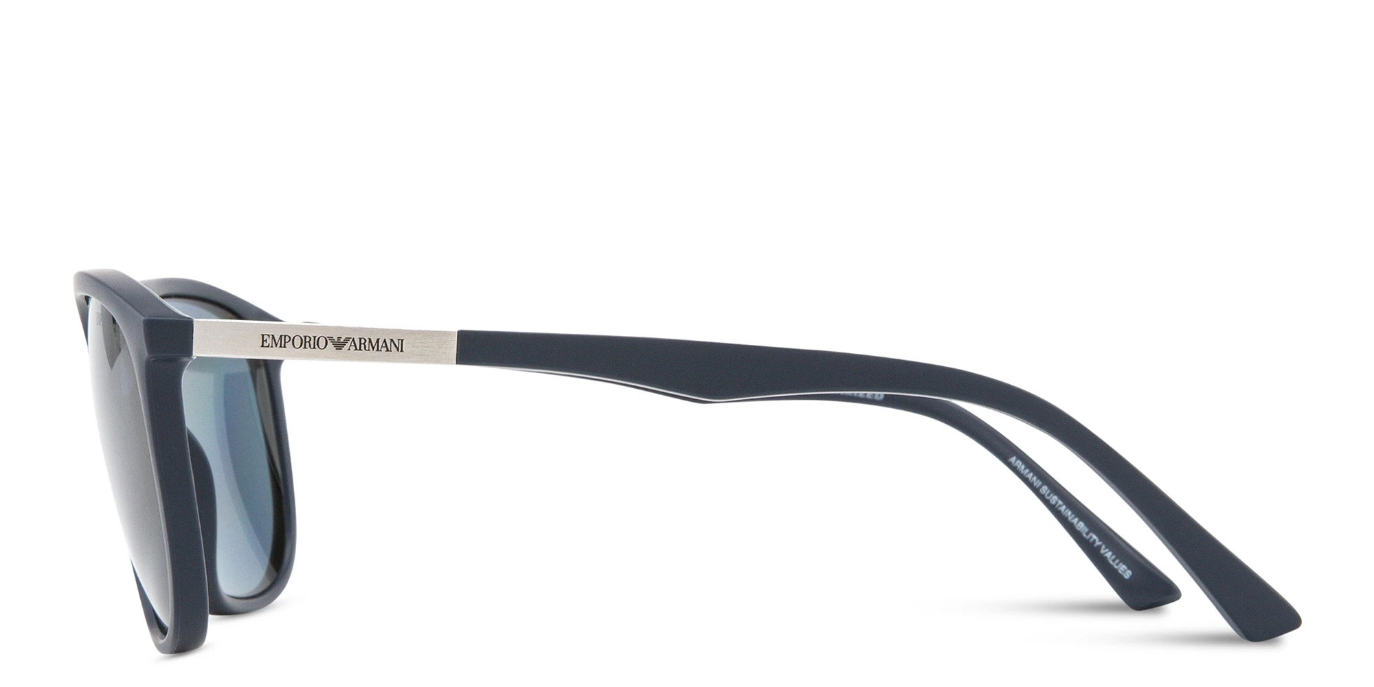 Shop Emporio Armani Logo Pillow Sunglasses in Matte Blue online.