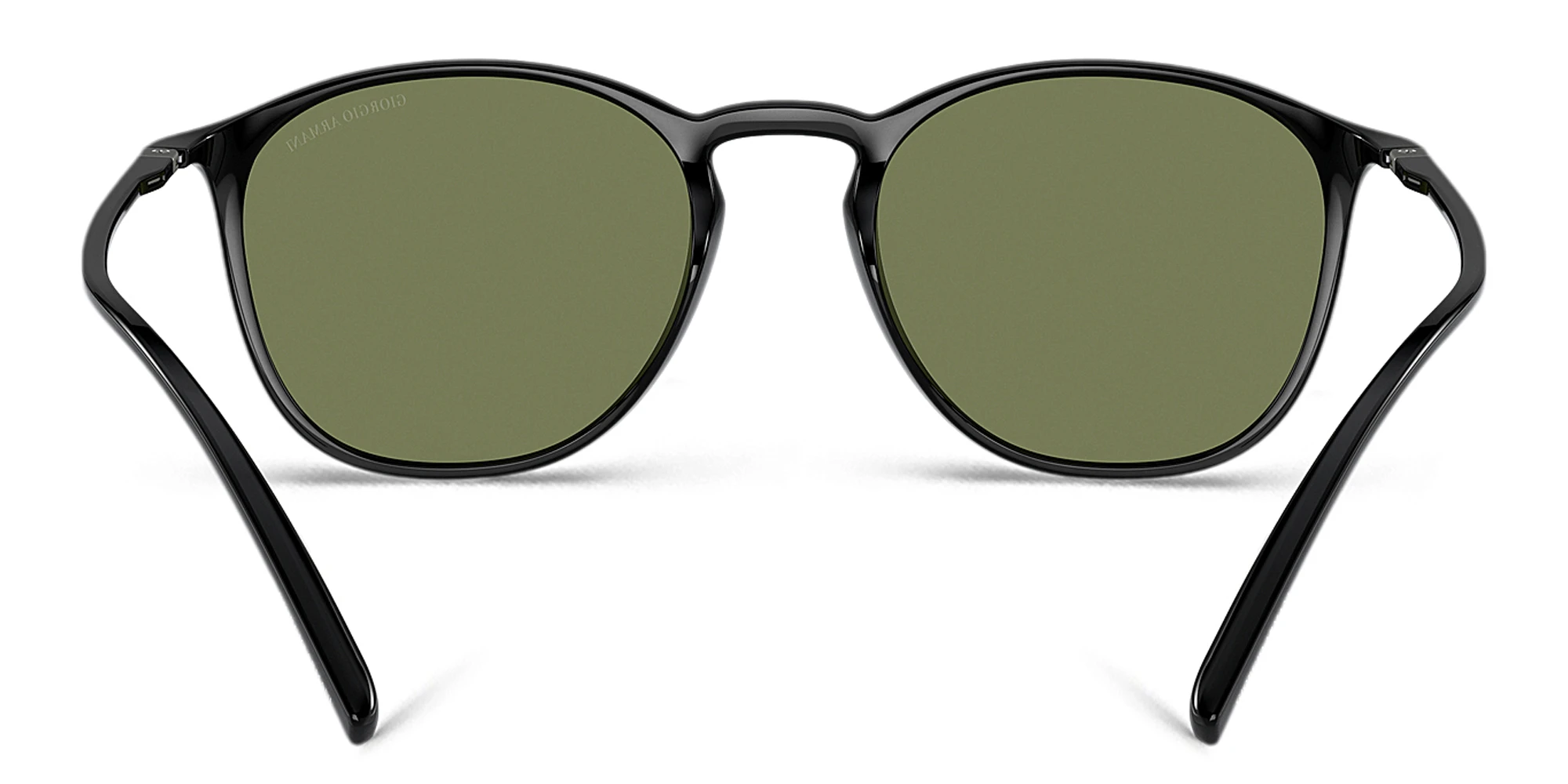 Shop GIORGIO ARMANI Round Sunglasses in Shiny Black online.