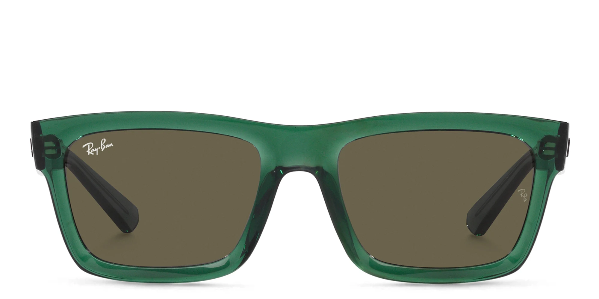 Shop Ray-Ban Warren Unisex Rectangle Sunglasses in Transparent Green online.