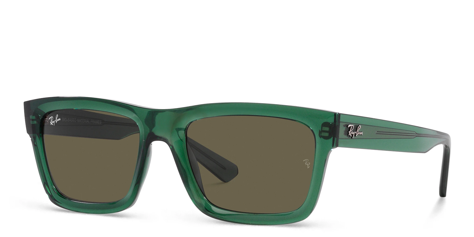 Shop Ray-Ban Warren Unisex Rectangle Sunglasses in Transparent Green online.