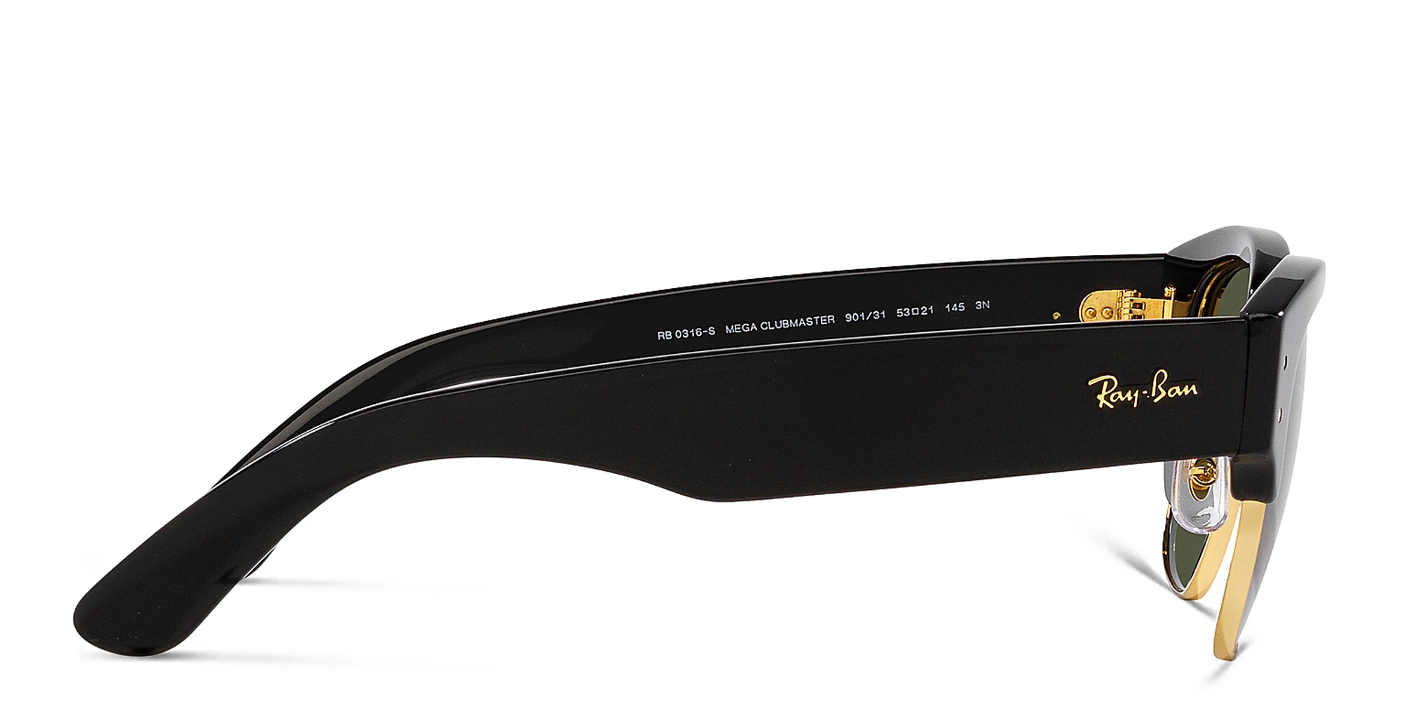 Shop Ray-Ban Mega Clubmaster Unisex Square Sunglasses in Black online.
