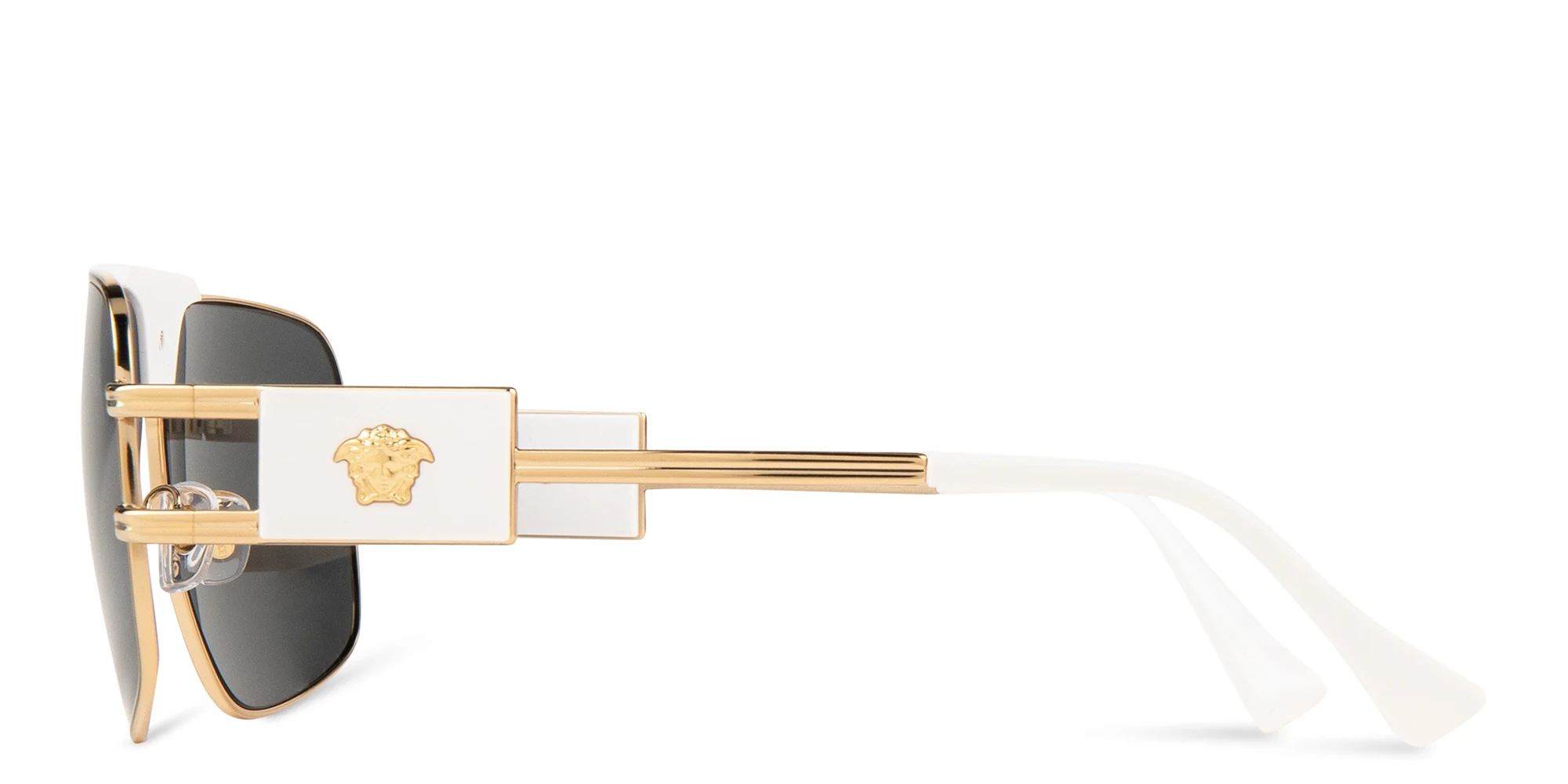 Shop VERSACE Medusa-Embellished Pilot Sunglasses in Gold online.