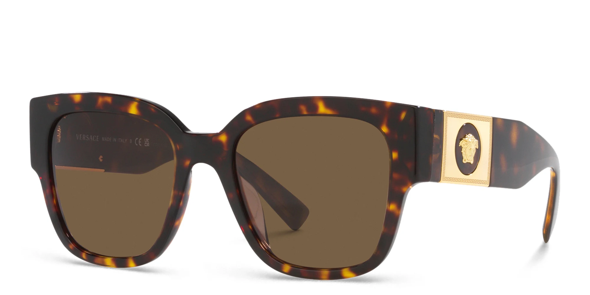 Shop VERSACE Medusa Pillow Sunglasses in Havana online.