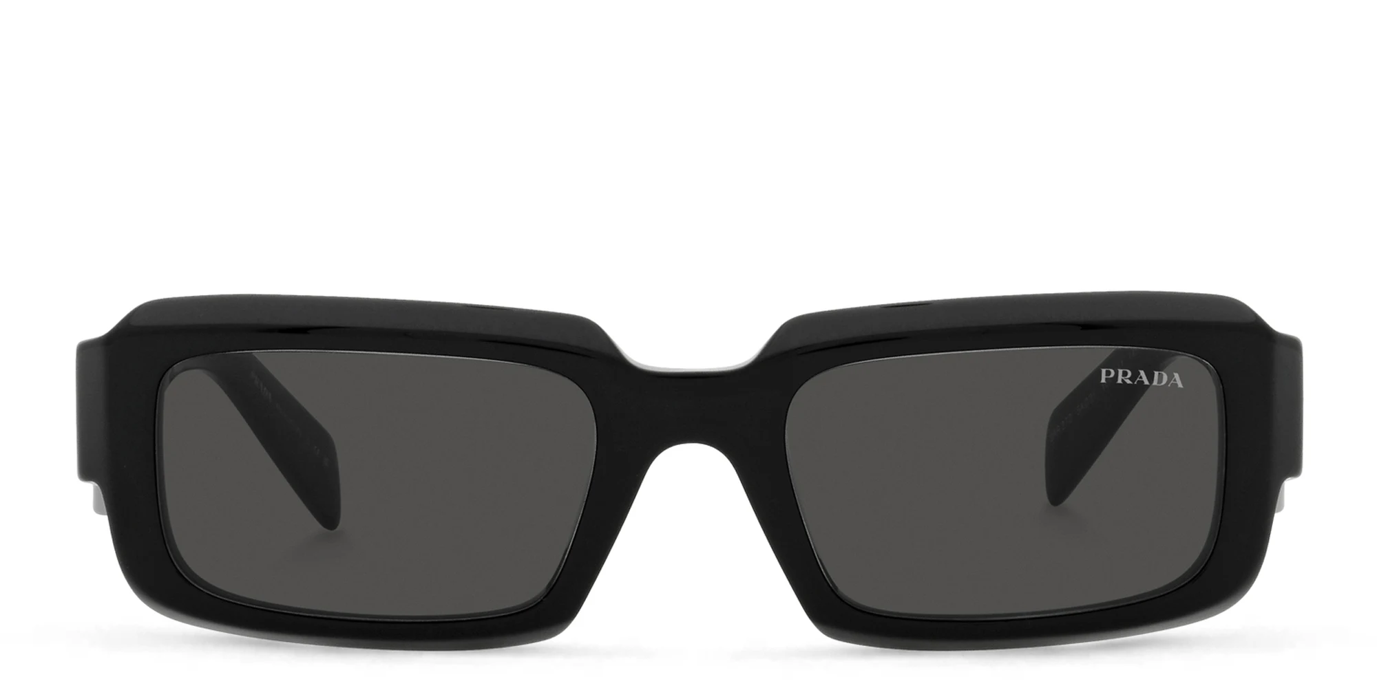 Shop PRADA Rectangle Sunglasses in Black online.