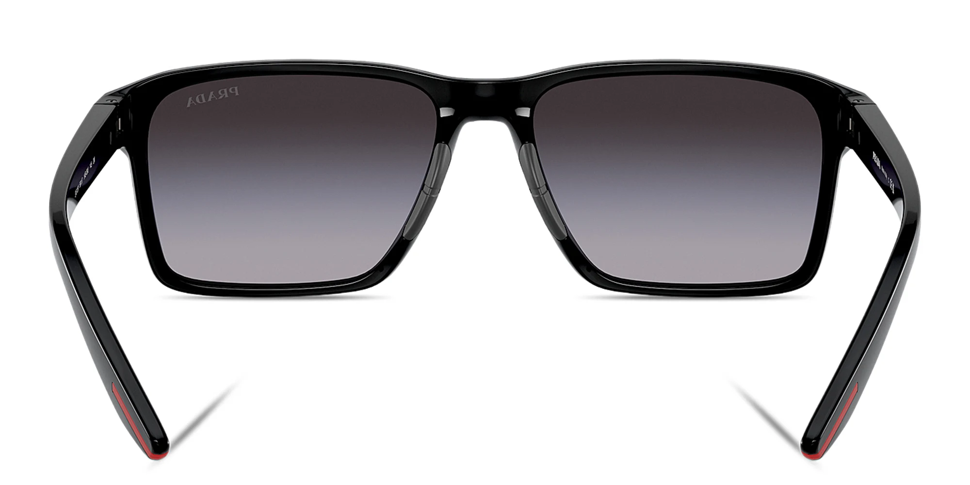 Shop Prada Linea Rossa Logo Rectangle Sunglasses in Black online.