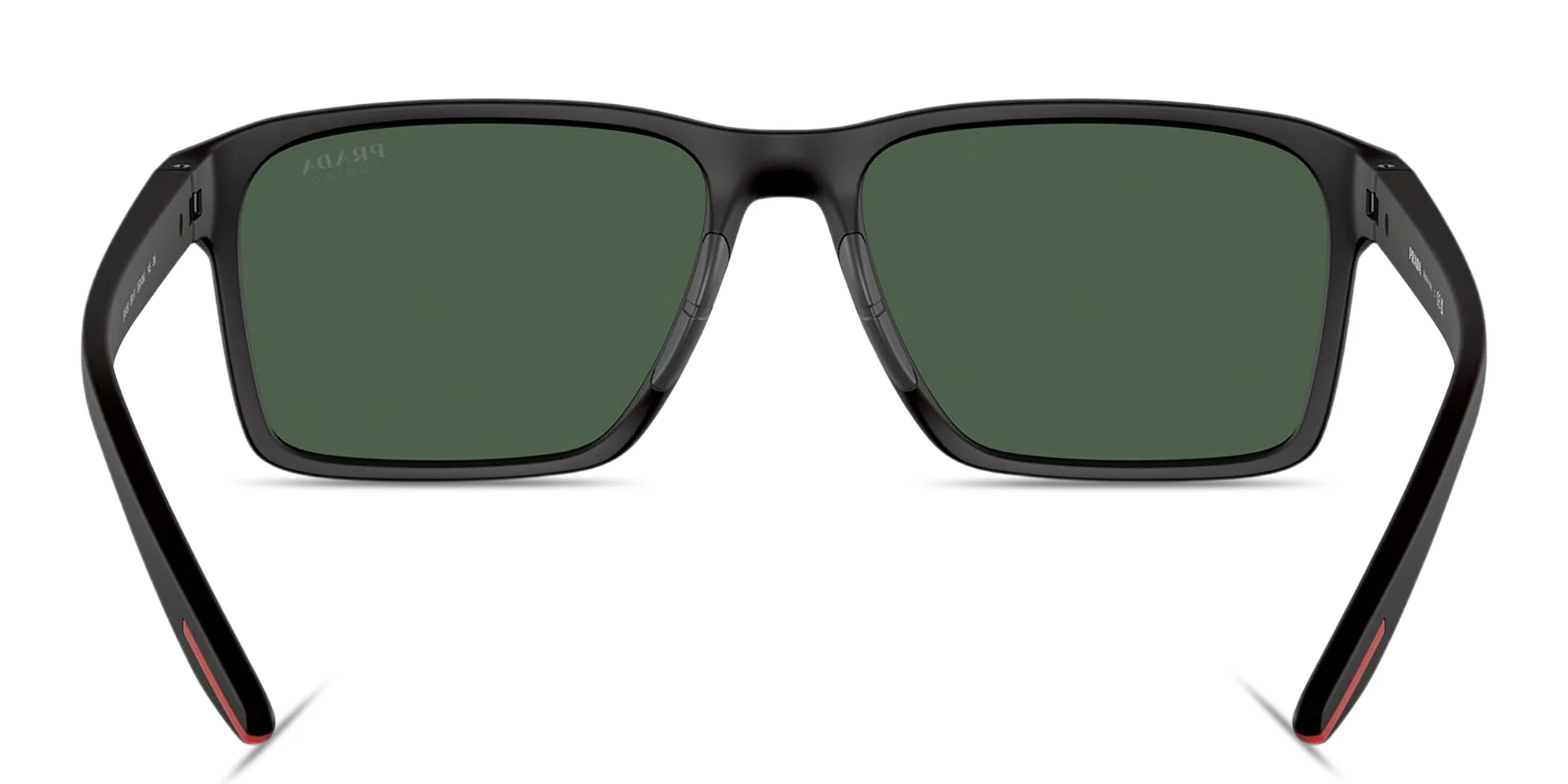 Shop Prada Linea Rossa Logo Rectangle Sunglasses in Black online.