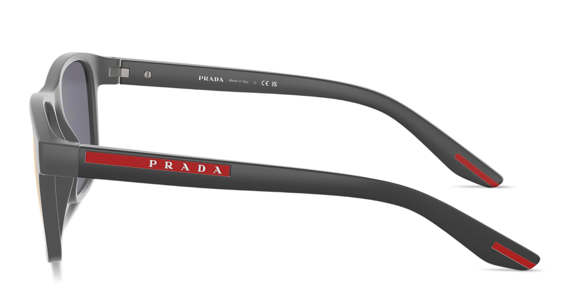 Shop Prada Linea Rossa Logo Signature Pillow Sunglasses in Grey Rubber online.