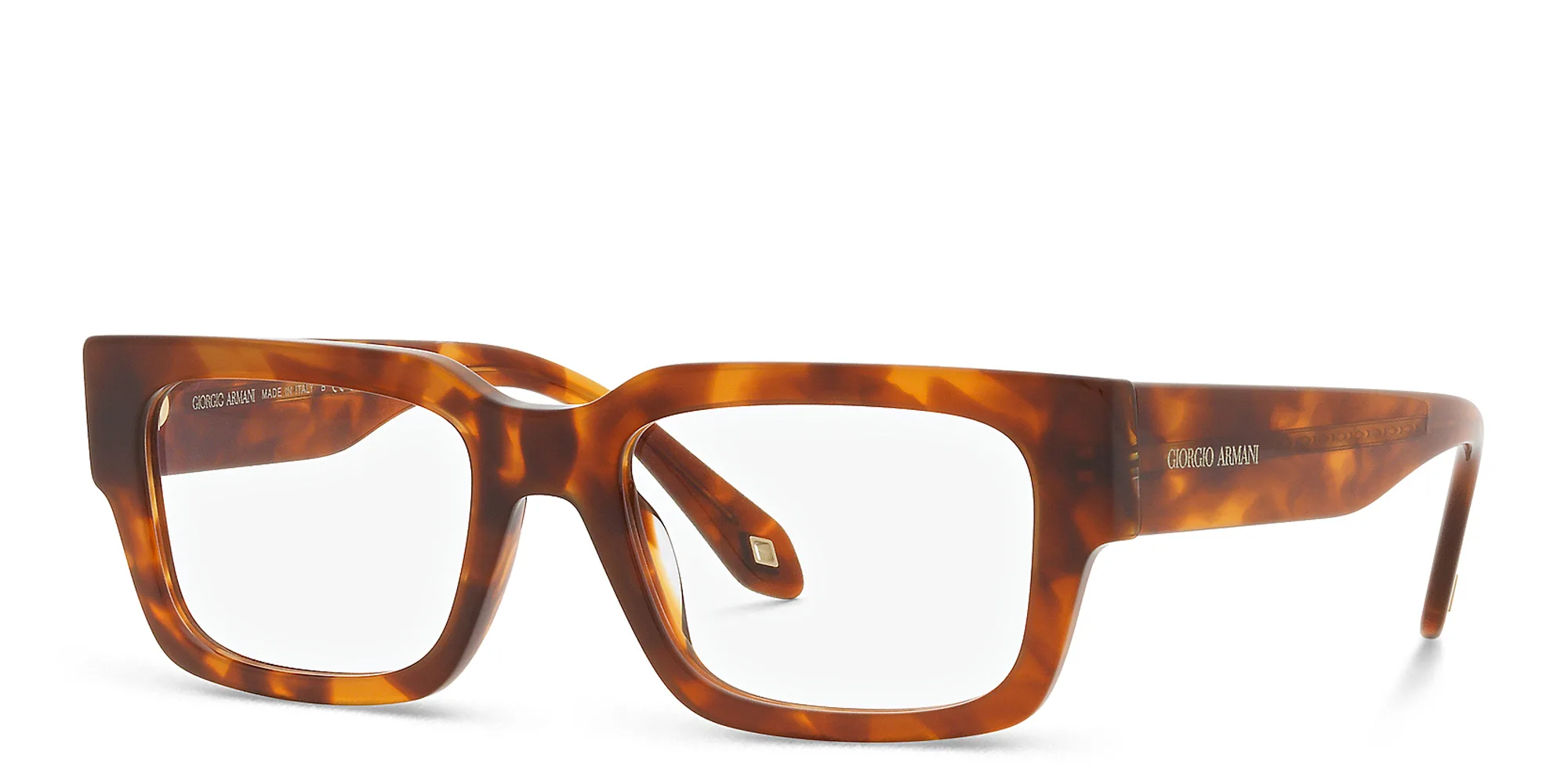 Shop GIORGIO ARMANI Rectangle Eyeglasses in Red Havana online.
