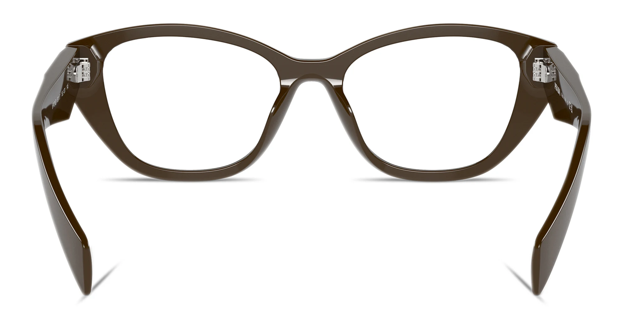 Shop PRADA Logo-Print Cat-Eye Eyeglasses in Brown online.