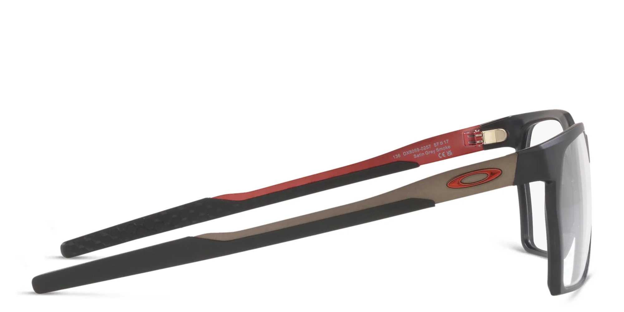 Shop Oakley Wide Rectangle Eyeglasses in Satin Grey Smoke online.