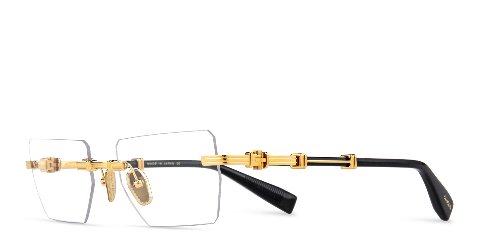 Shop BALMAIN Unisex Rimless Rectangle Eyeglasses in Gold online.
