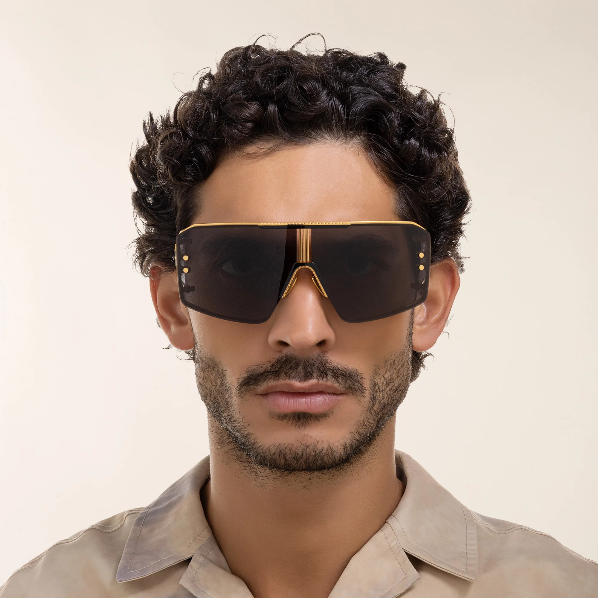 Shop BALMAIN Unisex Wide Irregular Sunglasses in Black online.