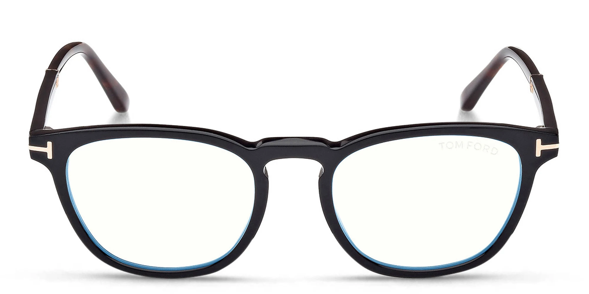 Shop TOM FORD Unisex Round Eyeglasses in Shiny Black online.