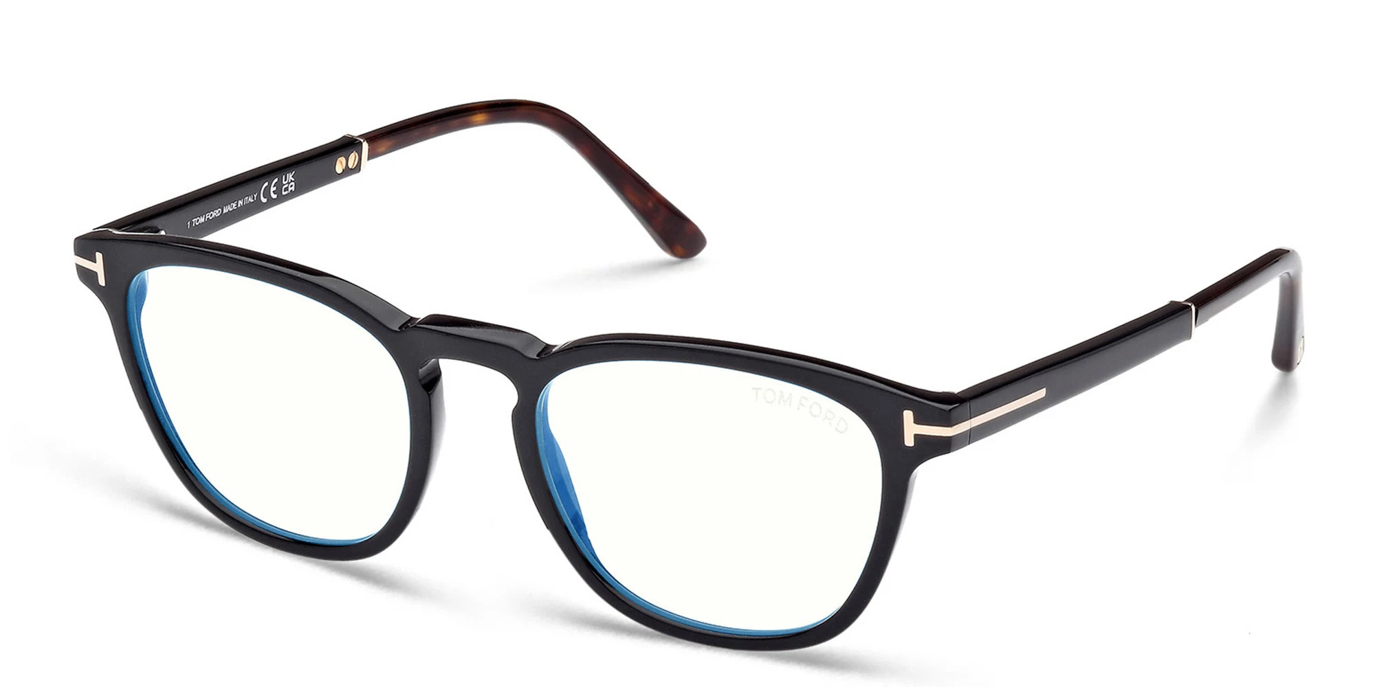 Shop TOM FORD Unisex Round Eyeglasses in Shiny Black online.