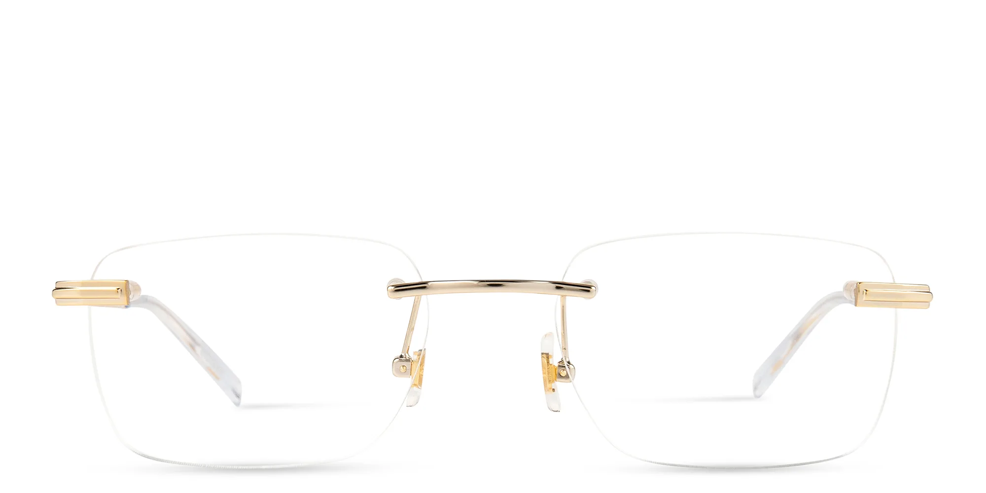 Shop MONTBLANC Rimless Rectangle Eyeglasses in Gold online.