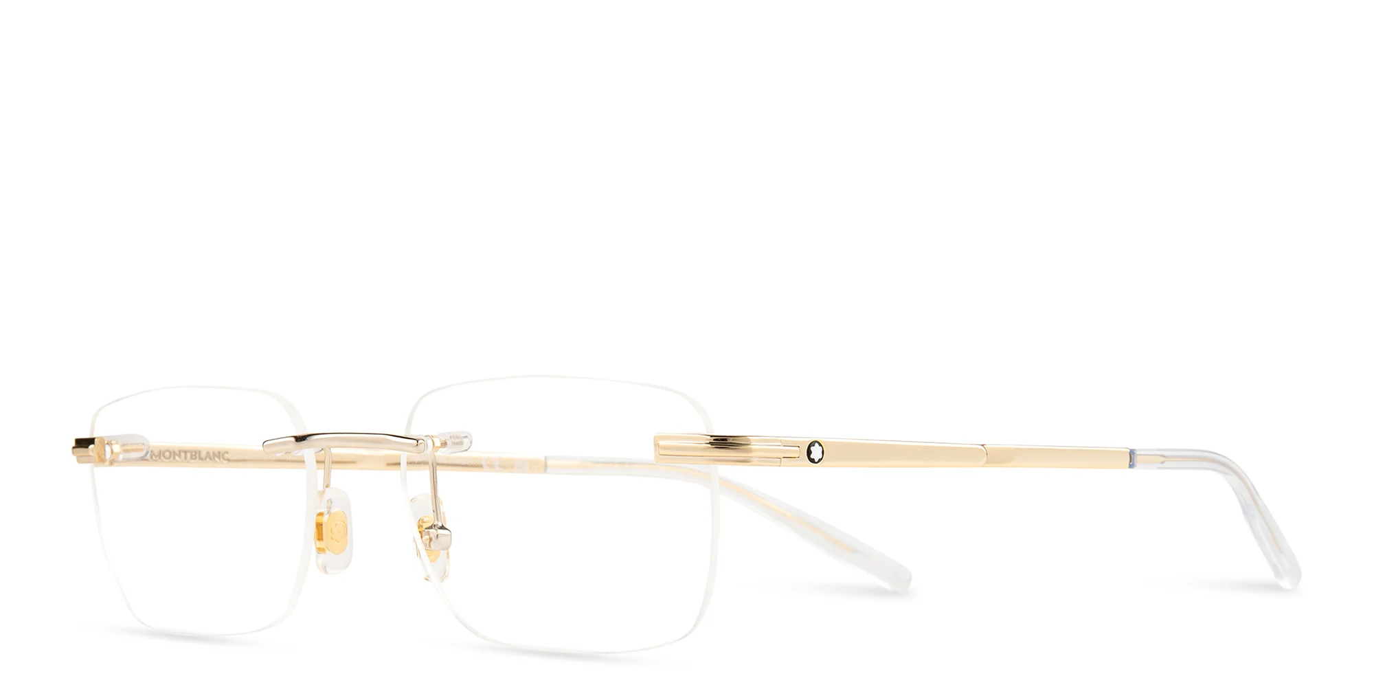 Shop MONTBLANC Rimless Rectangle Eyeglasses in Gold online.