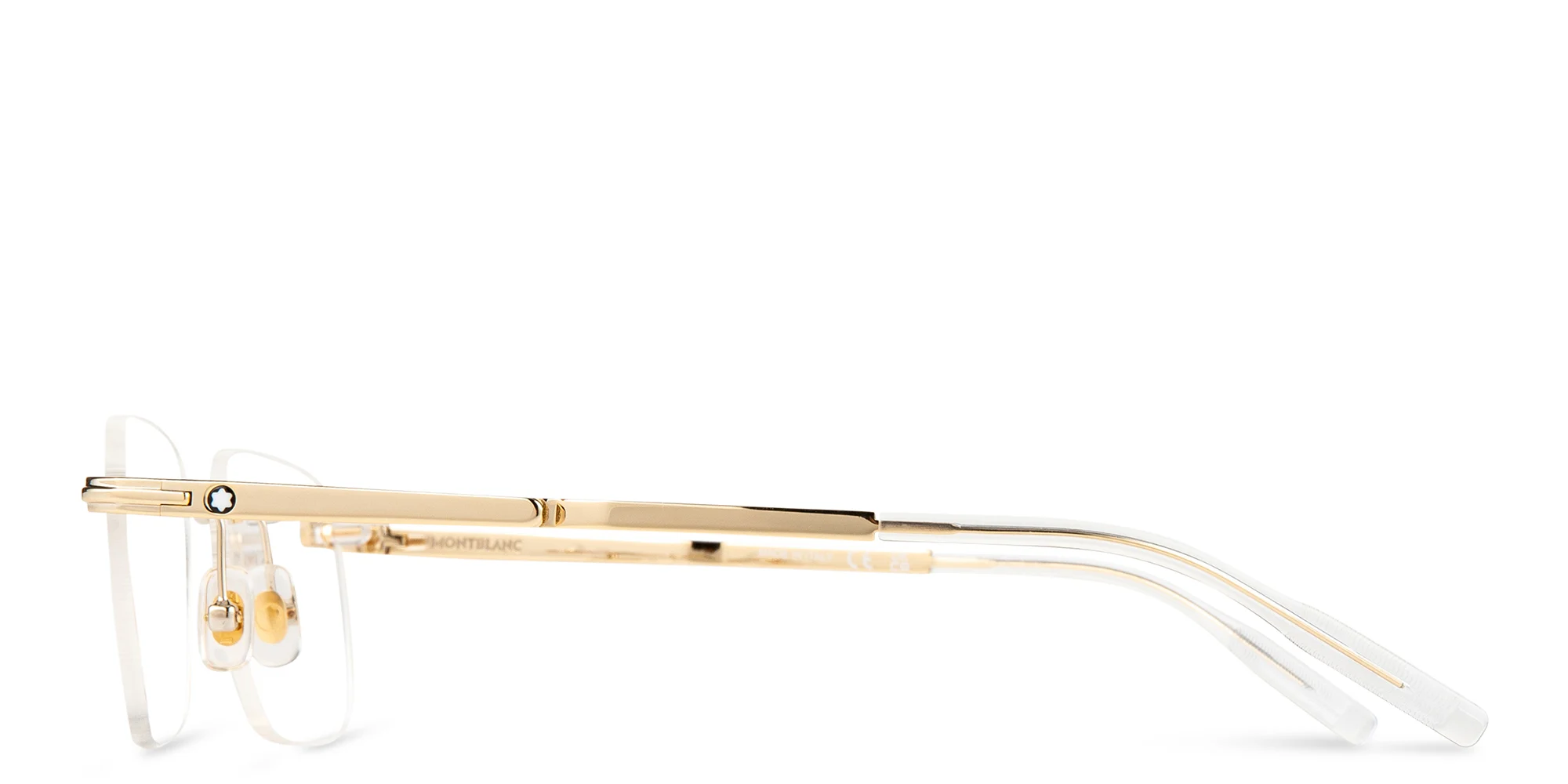 Shop MONTBLANC Rimless Rectangle Eyeglasses in Gold online.