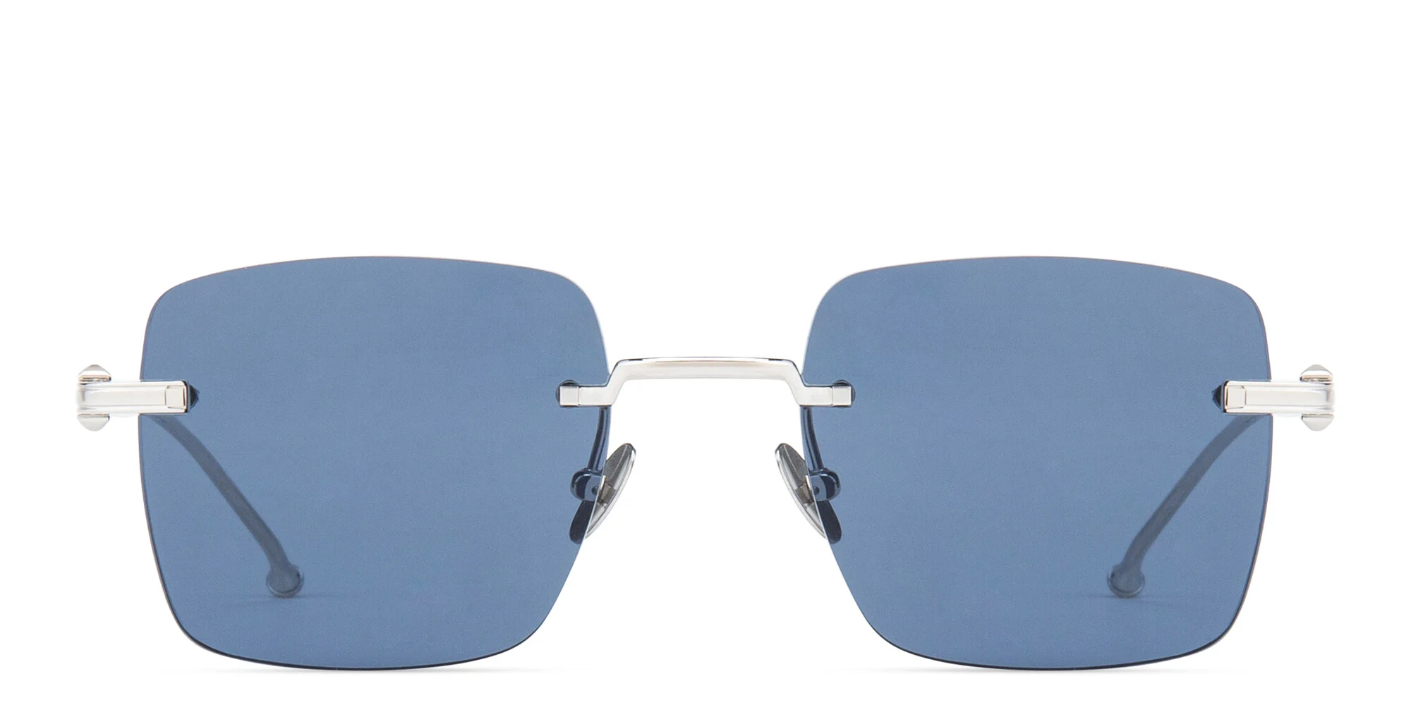 Shop Cartier Pasha de Cartier Rimless Rectangle Sunglasses in Silver online.