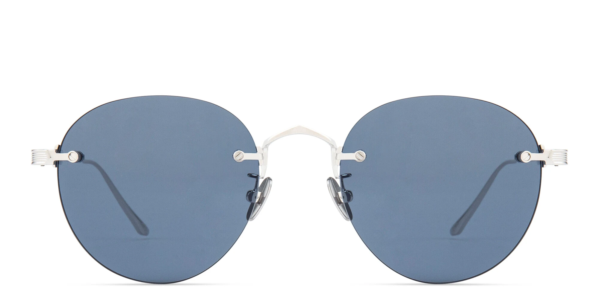 Shop Cartier Signature 'C'de Cartier Round Sunglasses in Silver online.
