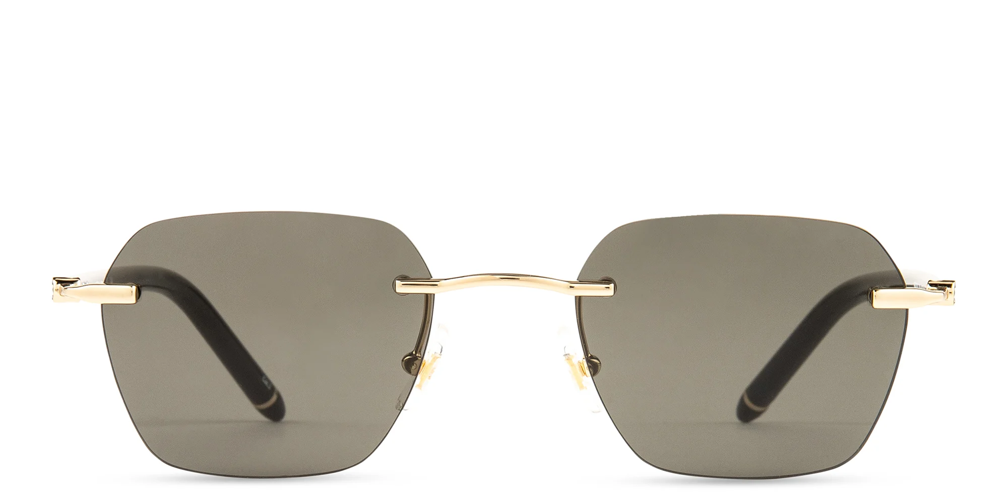 Shop MONTBLANC Rimless Irregular Sunglasses in Gold online.