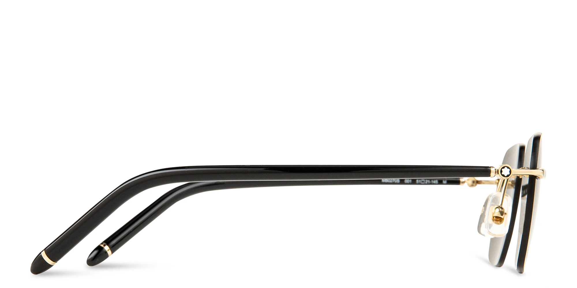 Shop MONTBLANC Rimless Irregular Sunglasses in Gold online.