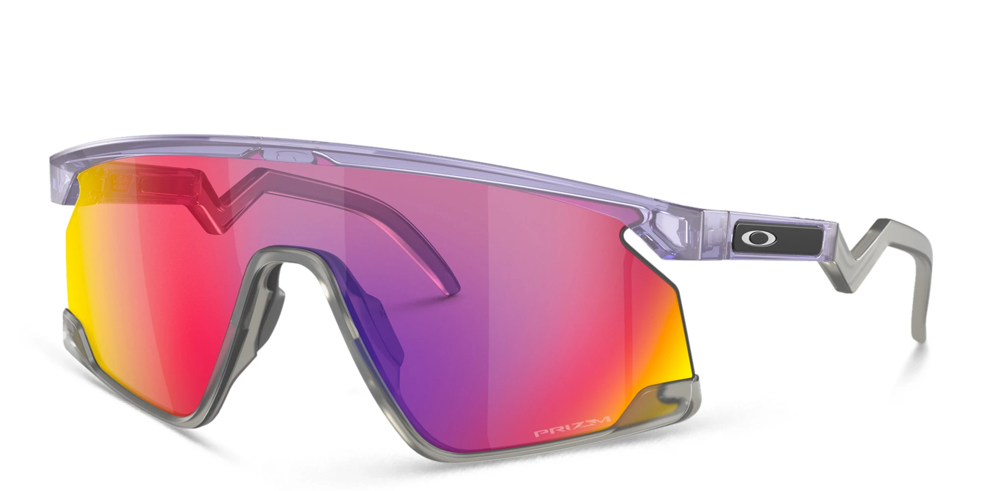Shop Oakley Unisex Half-Rim Mask Sunglasses in Translucent Lilac online.