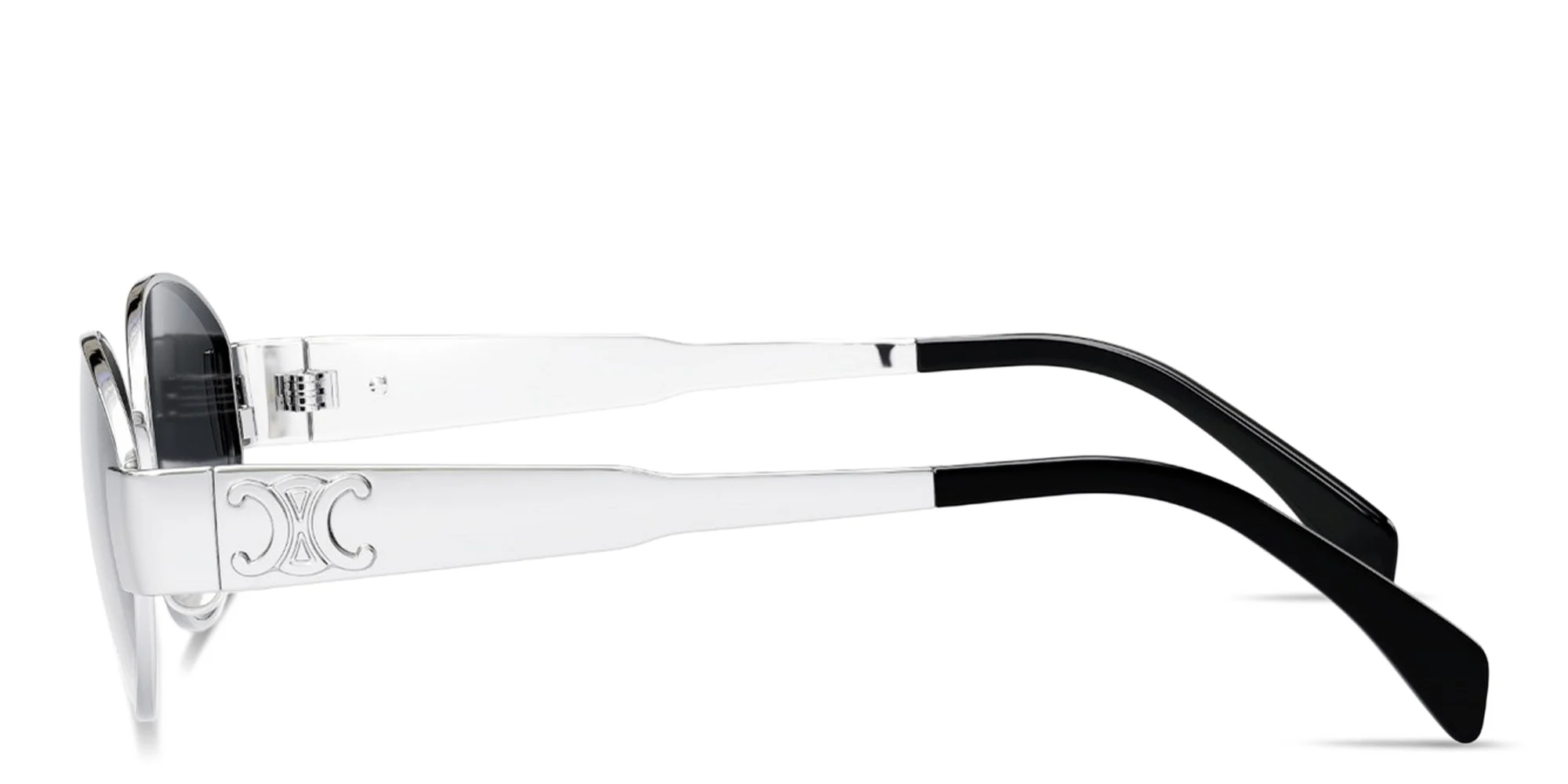Shop CELINE Metal Triomphe Oval Sunglasses in Silver online.