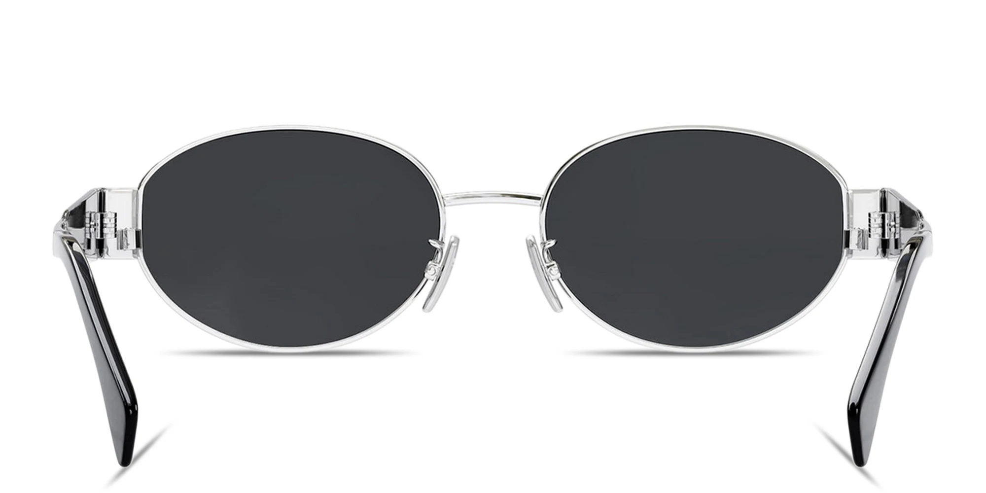 Shop CELINE Metal Triomphe Oval Sunglasses in Silver online.