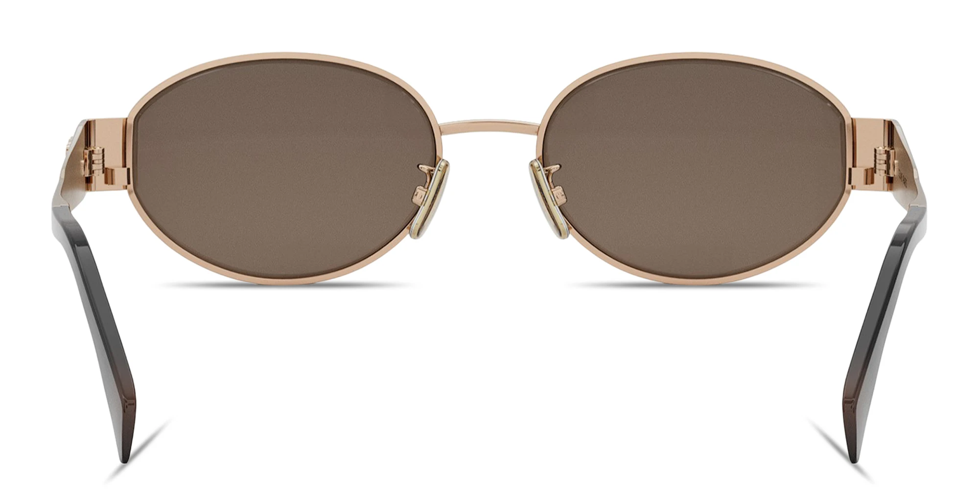 Shop CELINE Metal Triomphe Oval Sunglasses in Brown online.