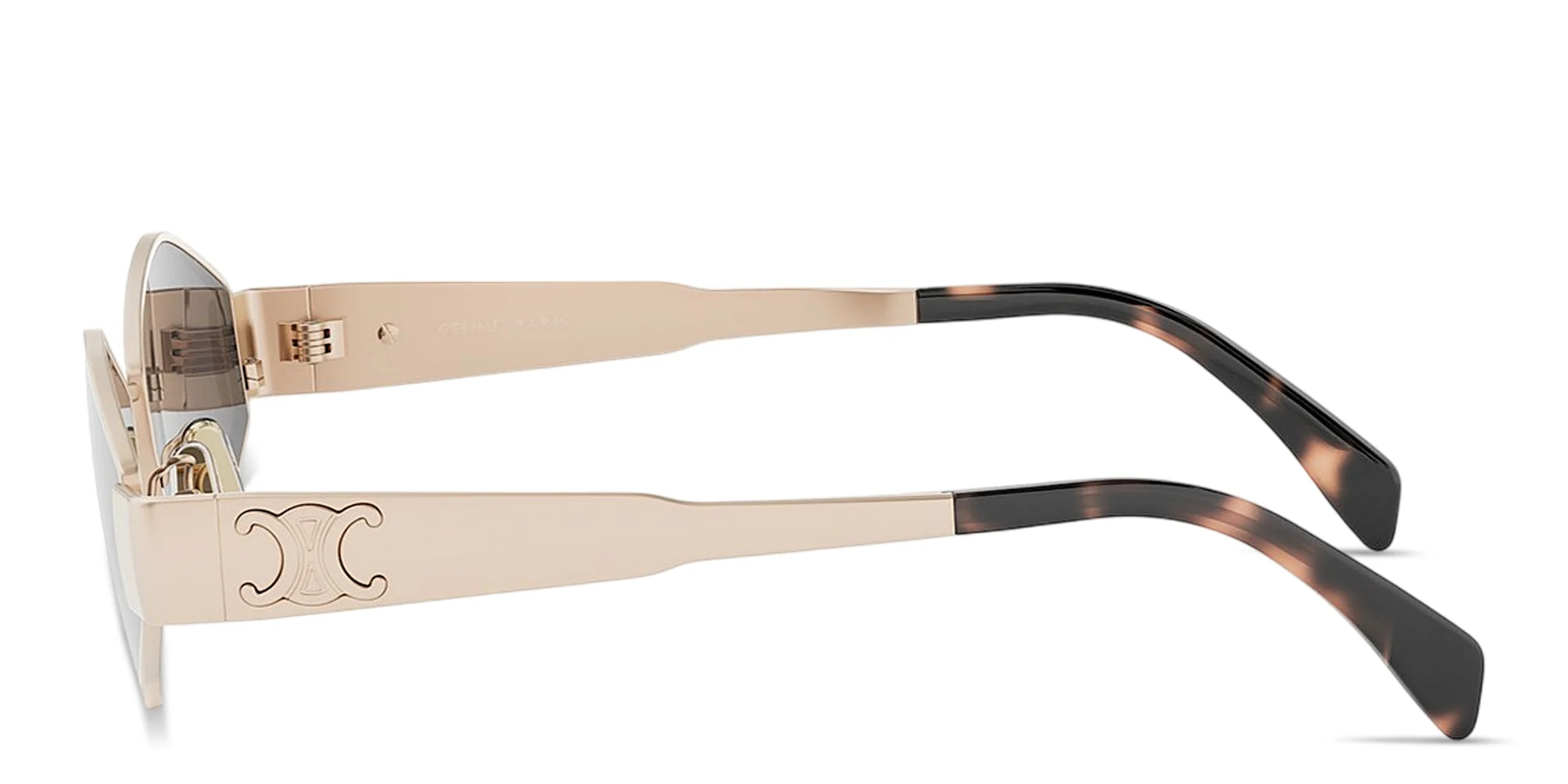 Shop CELINE Metal Triomphe Geometric Sunglasses in Rose Gold online.