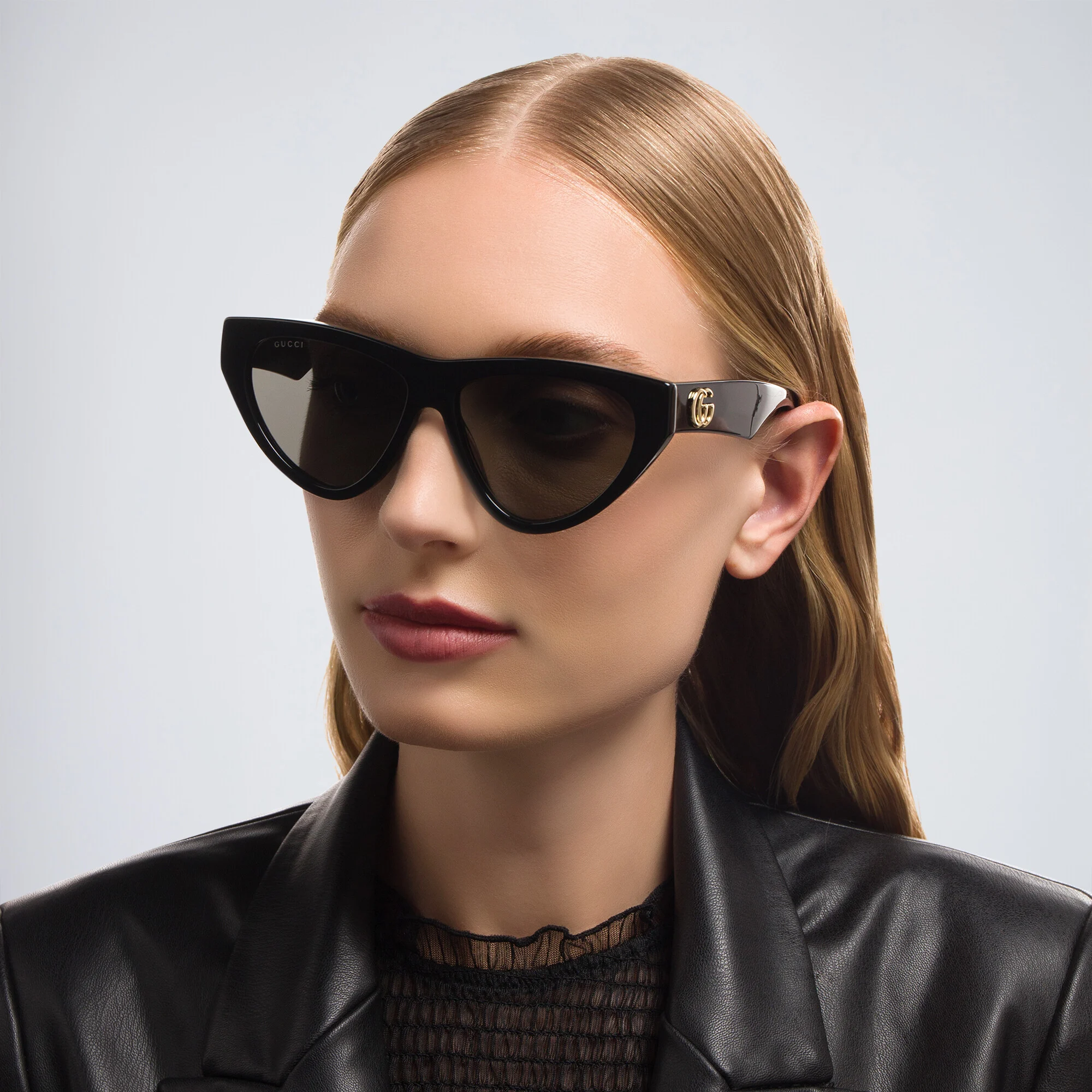Shop GUCCI Cat-Eye Sunglasses in Black online.