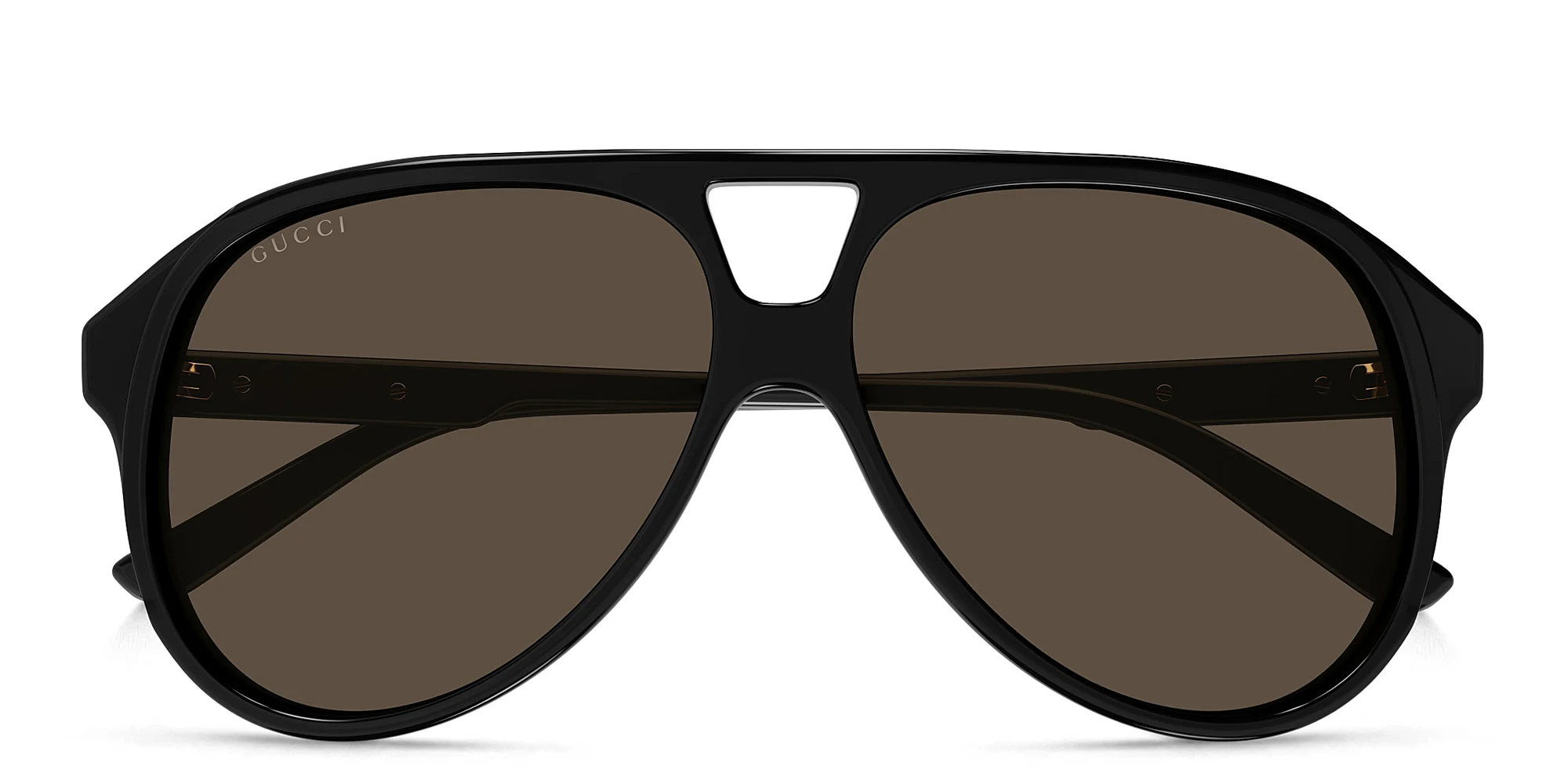 Shop GUCCI Oversized Aviator Sunglasses in Black online.