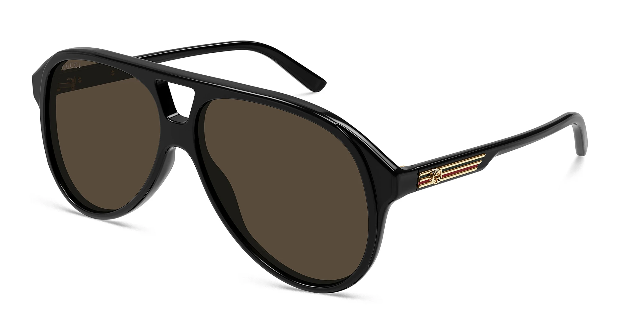 Shop GUCCI Oversized Aviator Sunglasses in Black online.