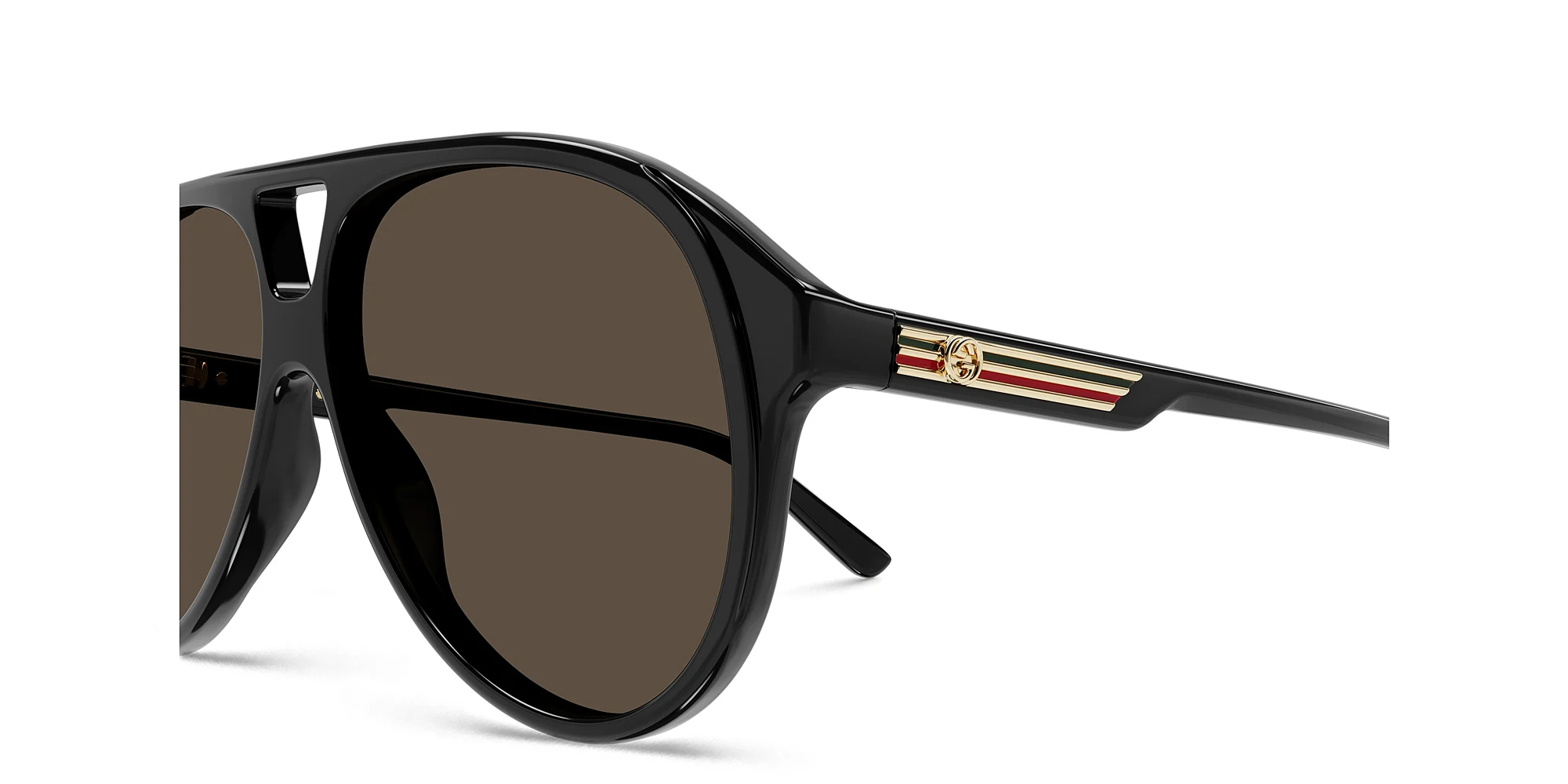 Shop GUCCI Oversized Aviator Sunglasses in Black online.