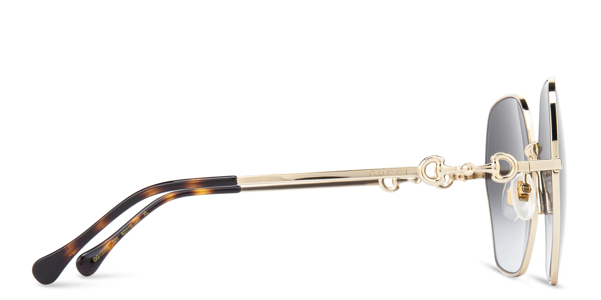 Shop GUCCI Oversized Irregular Sunglasses in Gold online.