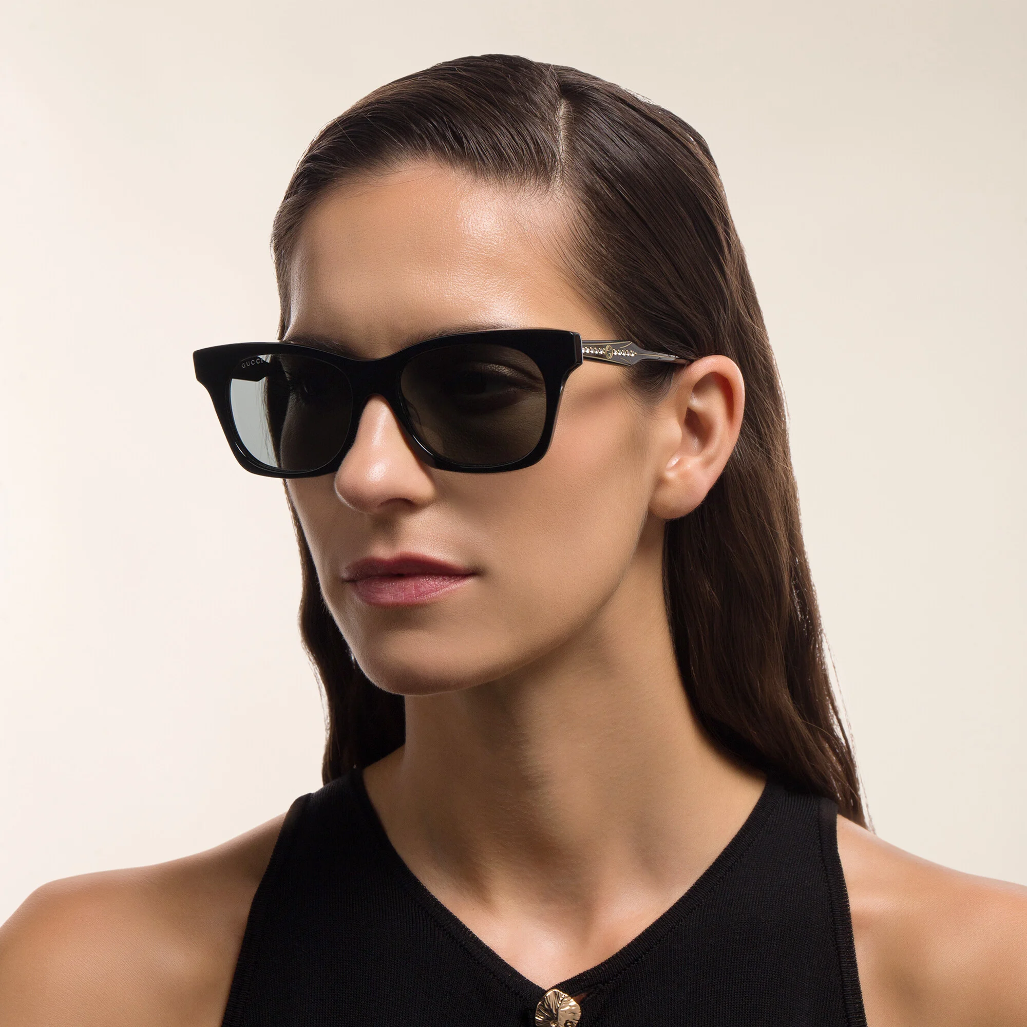 Shop GUCCI Cat-Eye Sunglasses in Black online.