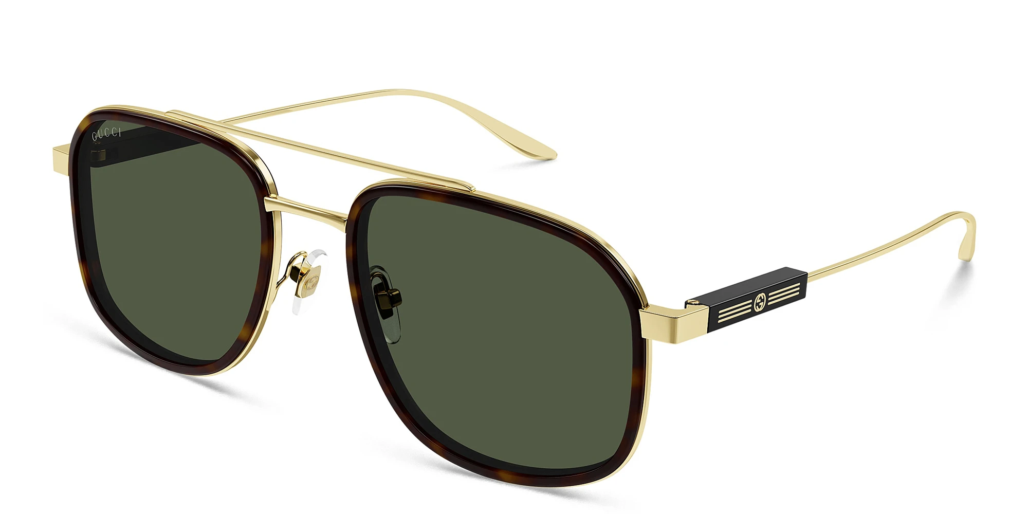 Shop GUCCI Aviator Sunglasses in Gold online.