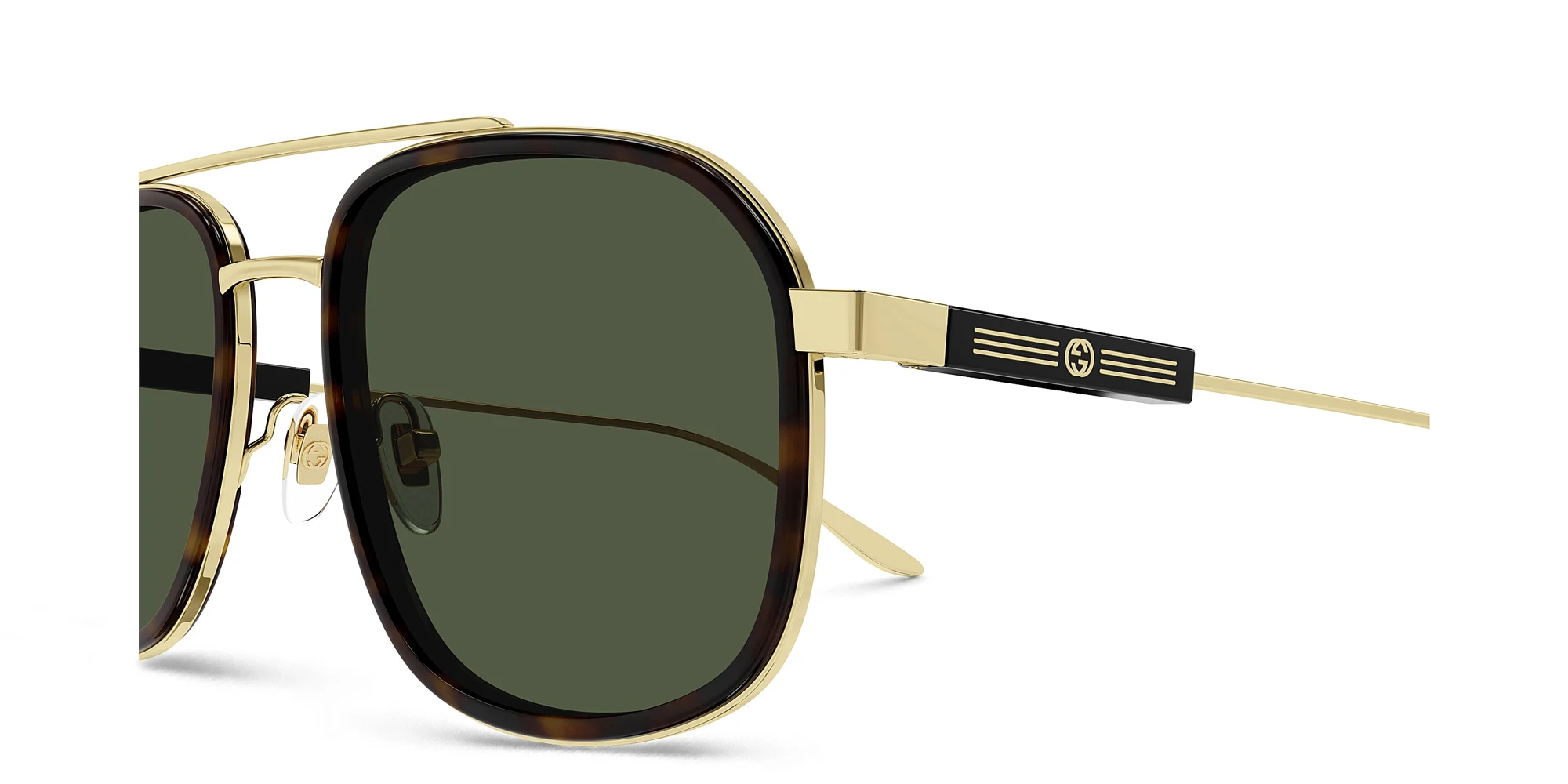 Shop GUCCI Aviator Sunglasses in Gold online.